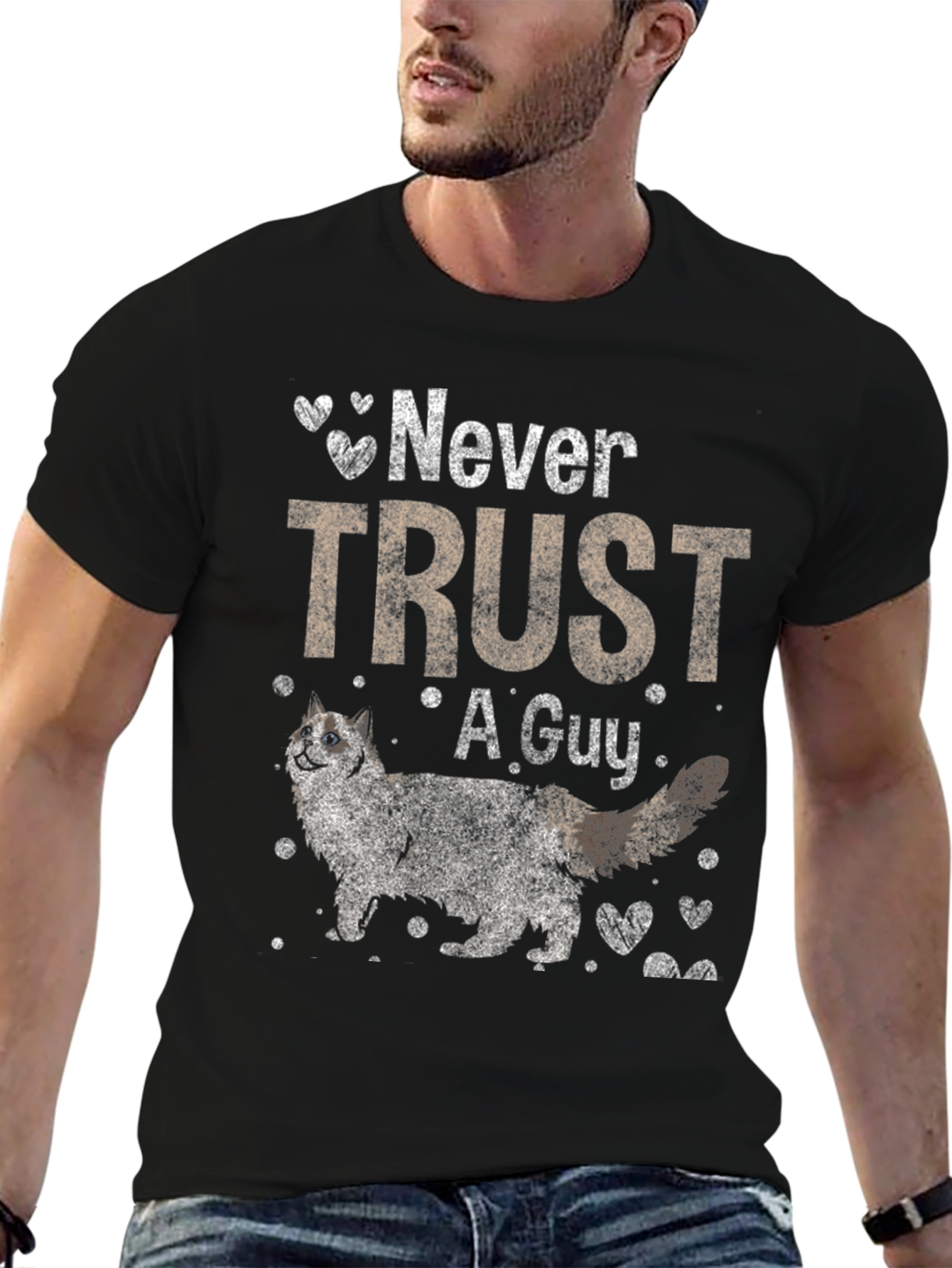 Black Never Trust A Guy T-Shirt view 6