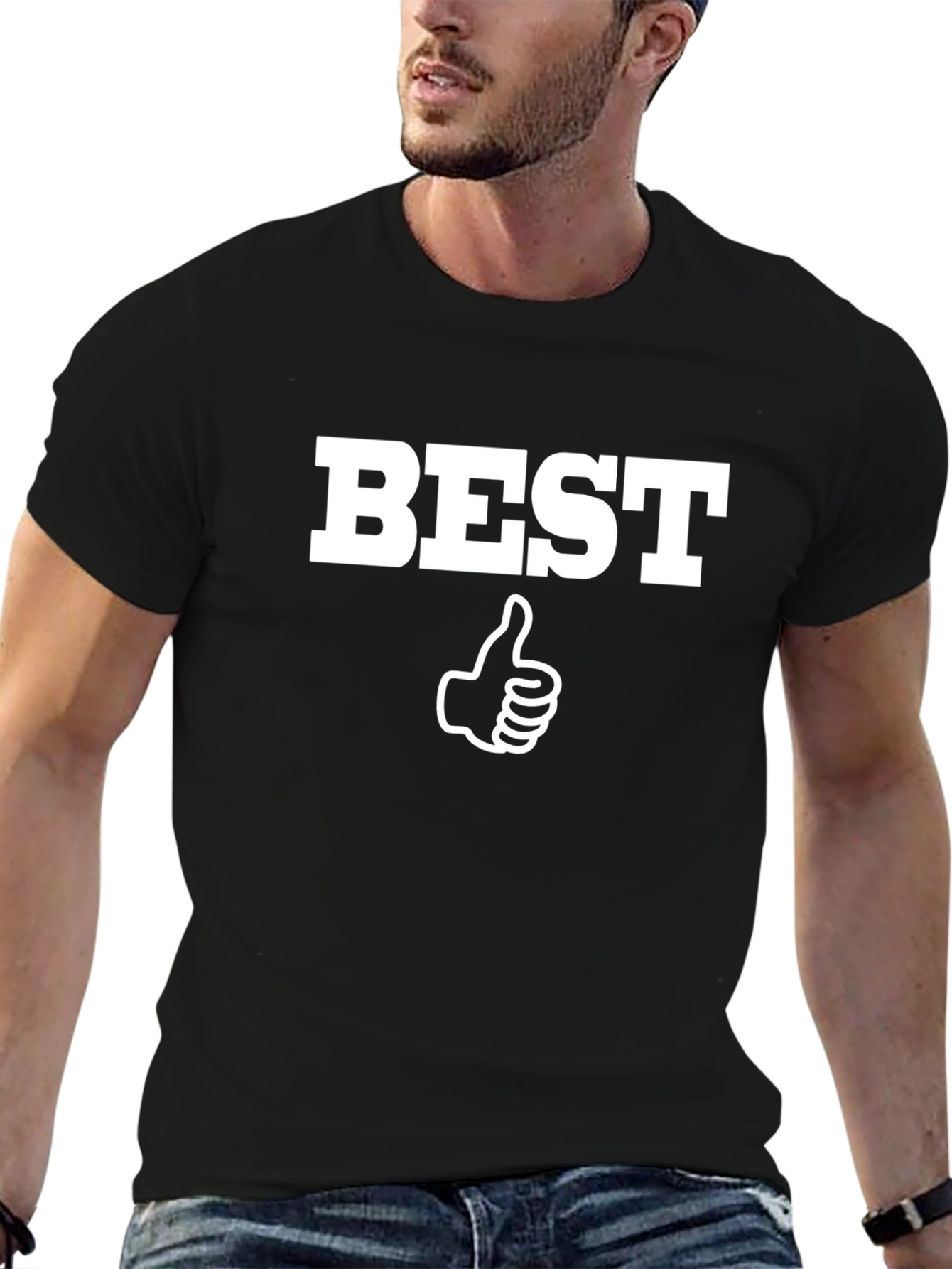 Black Best Thumbs Up Graphic Tee - Men's Black T-Shirt view 6