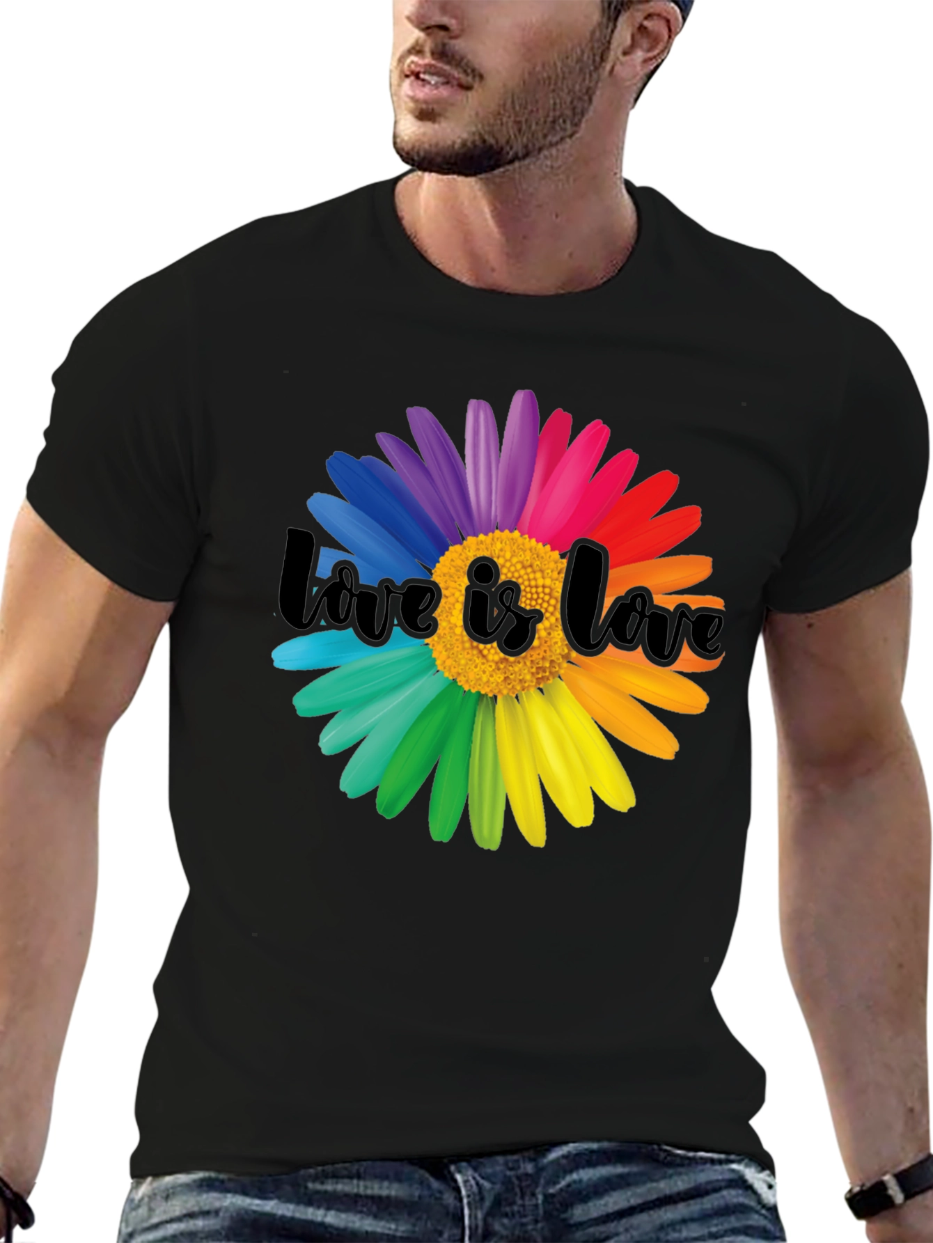 Black Love is Love Rainbow Flower Graphic Tee view 6