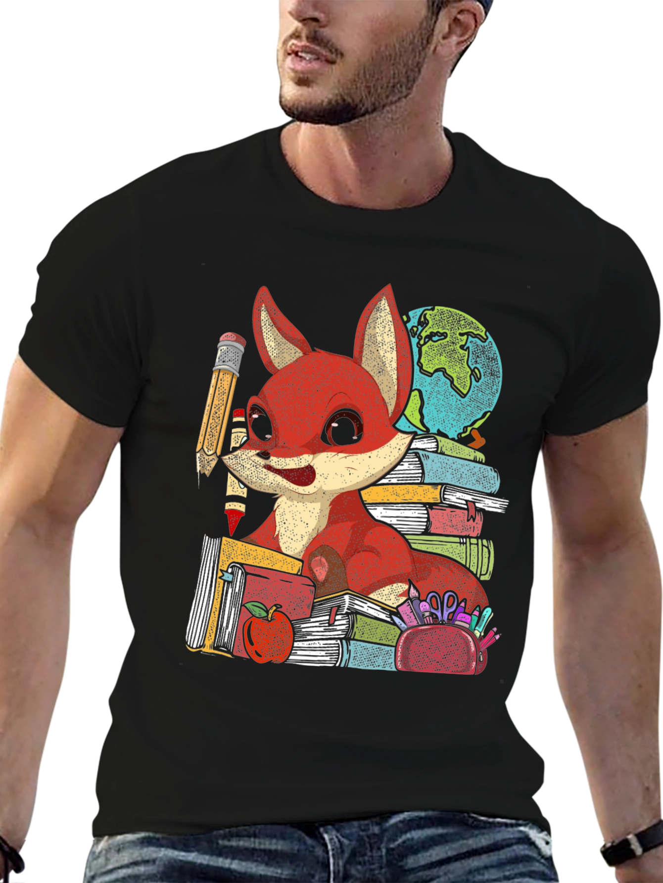 Black Fox Teacher T-Shirt: Back to School Style view 6