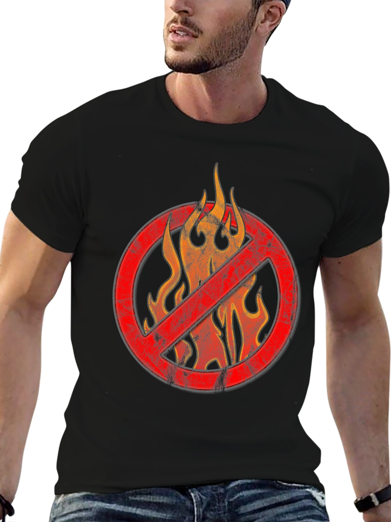 Black No Flames Graphic T-Shirt - Black view 6