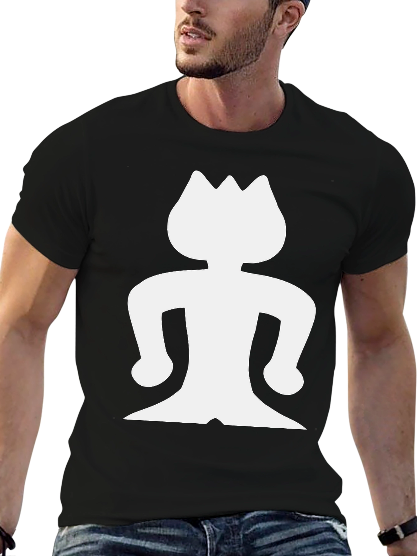 Black Abstract Crown Man Black Graphic Tee view 6