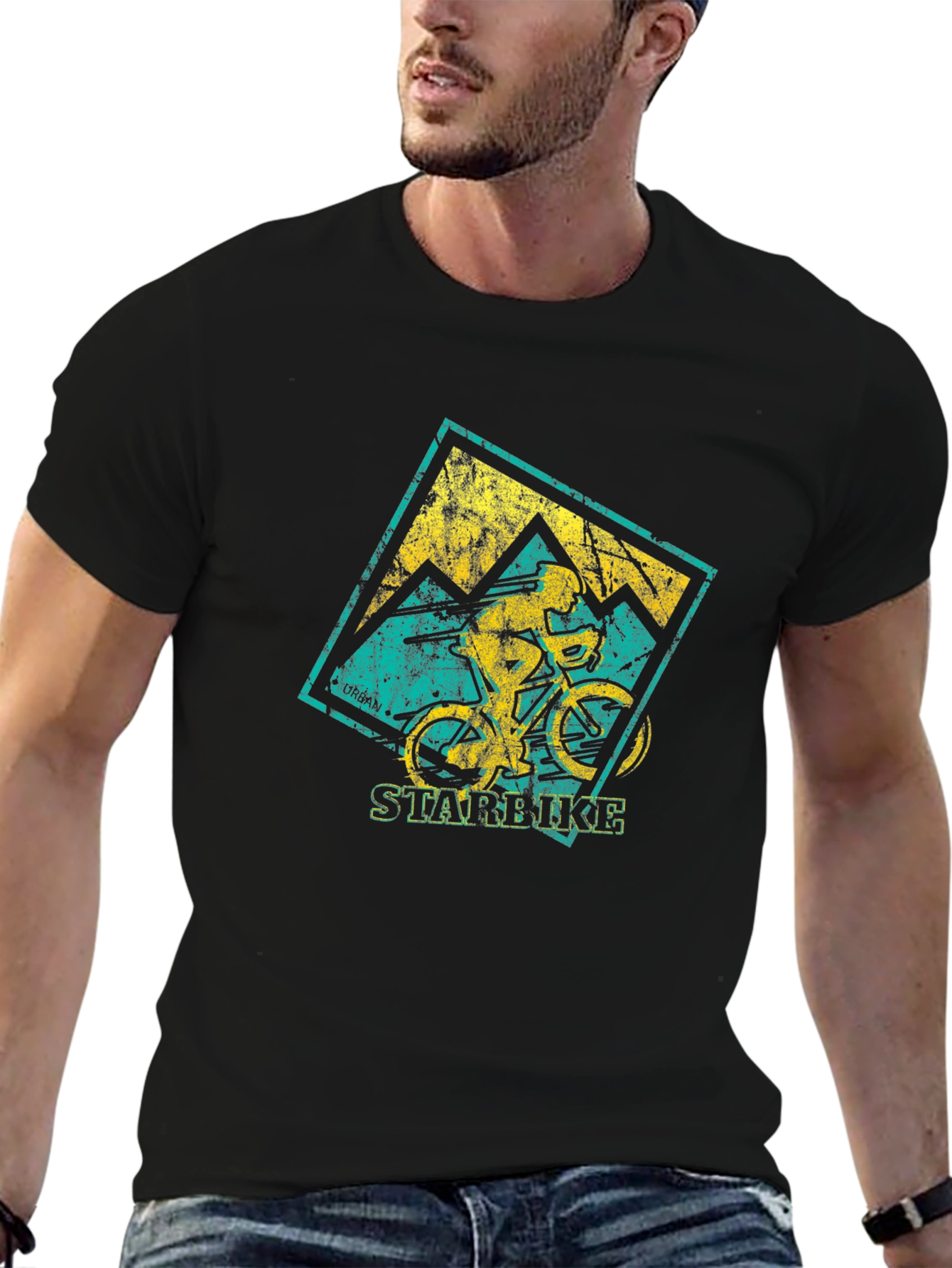 Black Mountain Biker Graphic T-Shirt - Starbike Design view 6