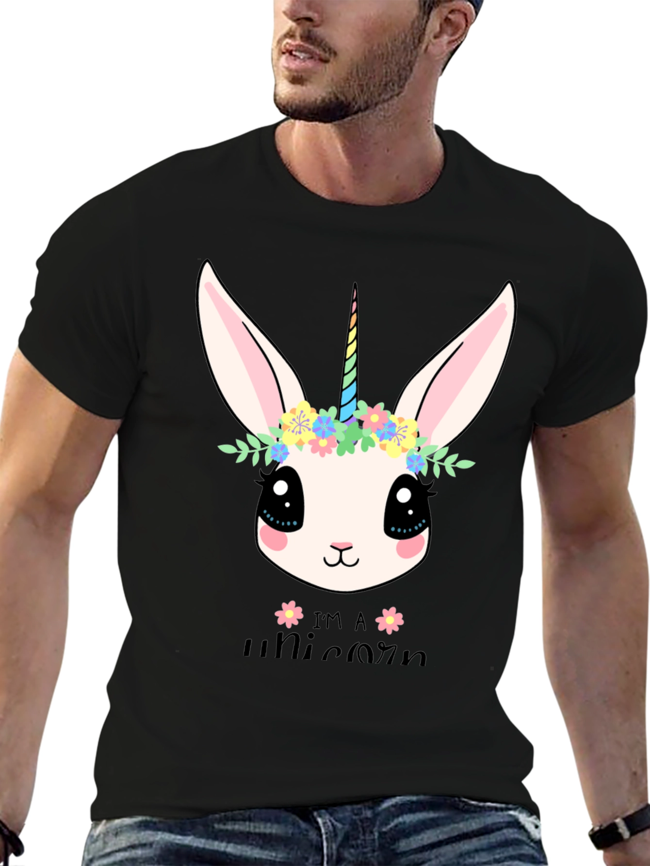 Black Unicorn Bunny Graphic Tee view 6