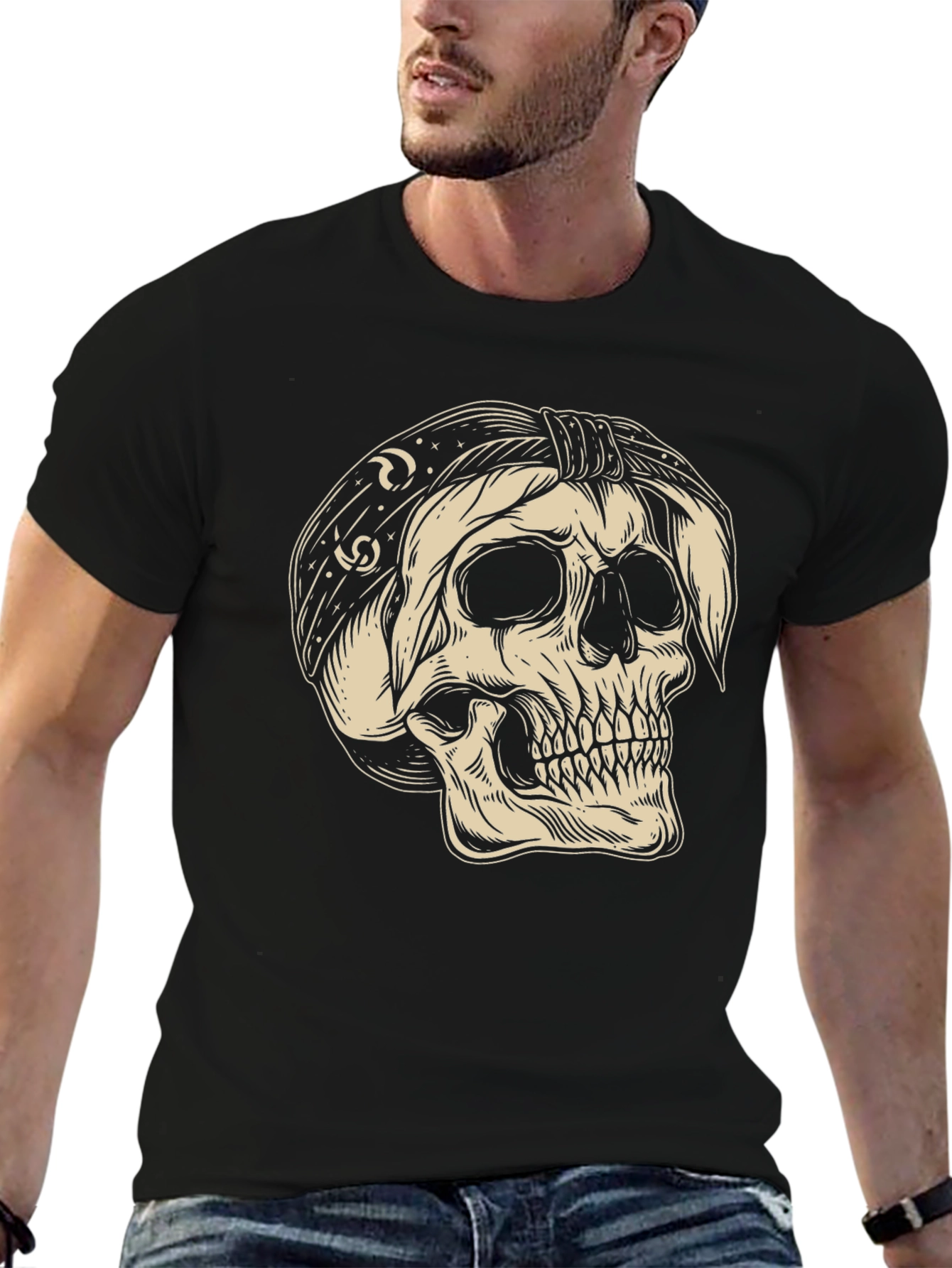 Black Skull Bandana Graphic T-Shirt view 6