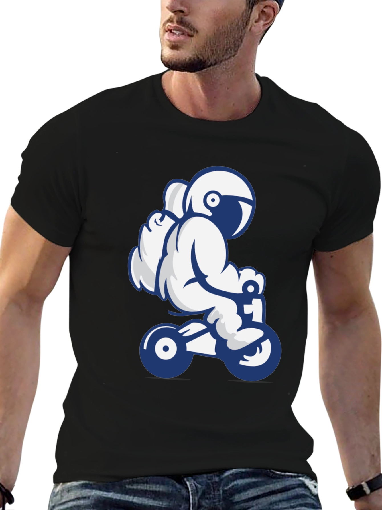 Black Astronaut Motorcycle T-Shirt - Cool Space Rider Tee view 6