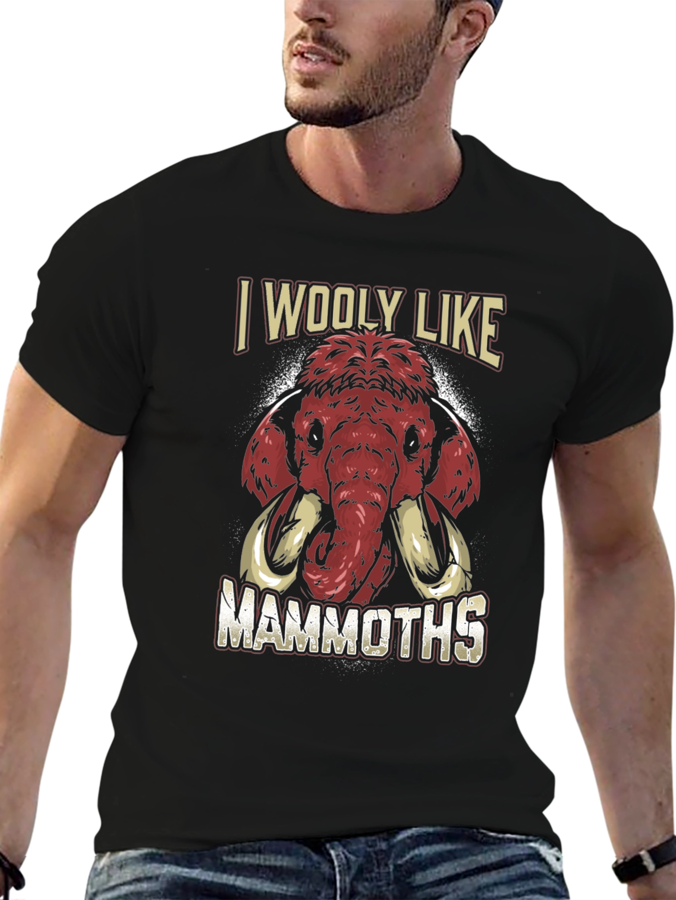 Black I Wooly Like Mammoths Graphic T-Shirt view 6