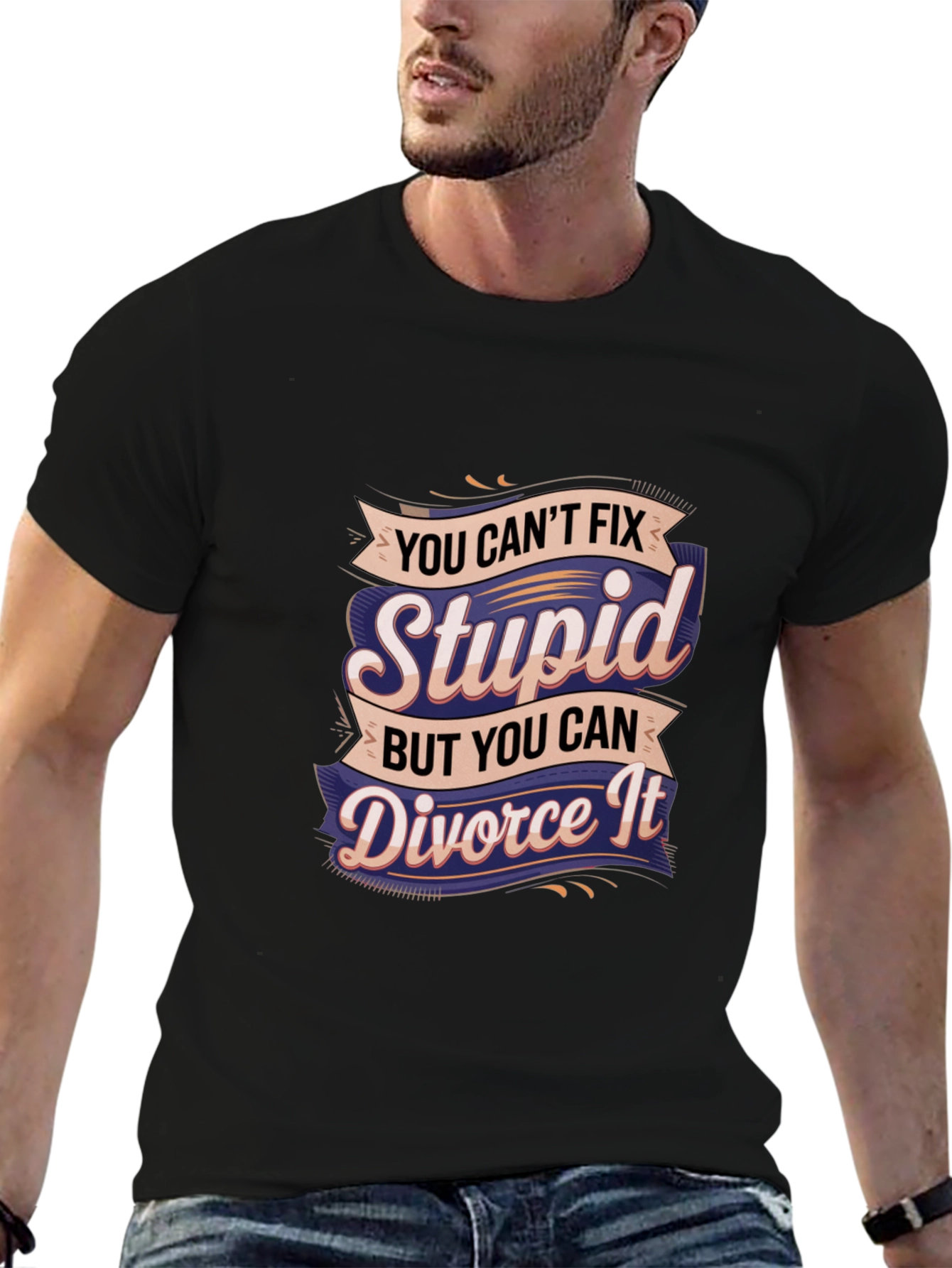 Black Divorce It T-Shirt: Funny Sarcastic Graphic Tee view 6