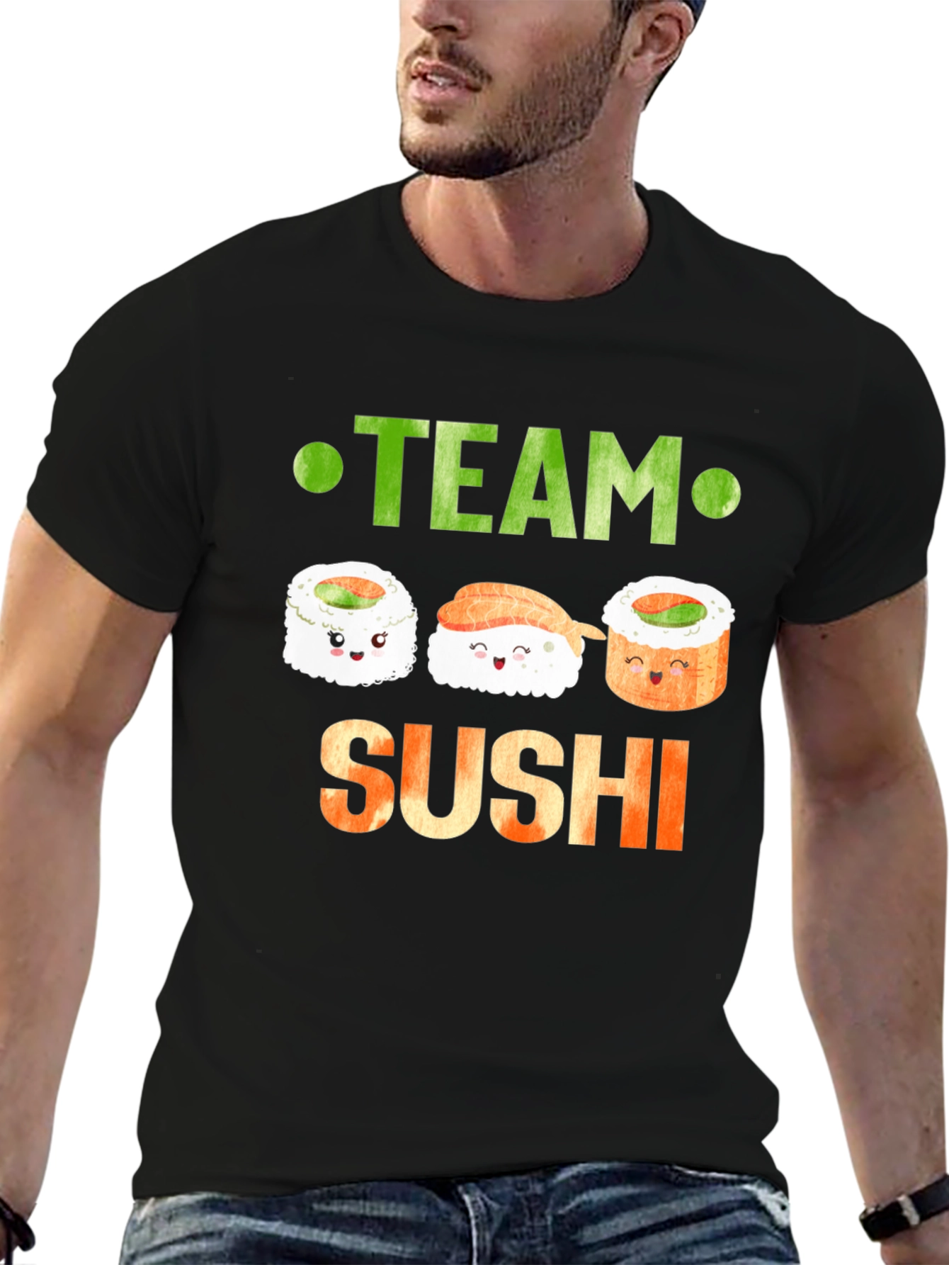 Black Team Sushi Graphic T-Shirt - Cute Sushi Lover Tee view 6