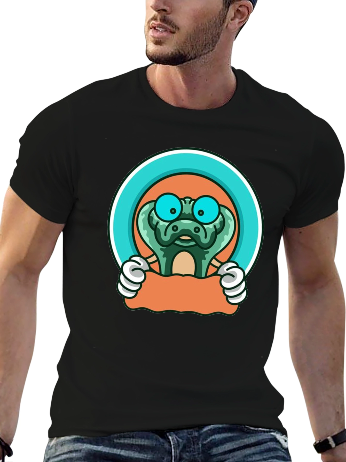 Black Cartoon Snake T-Shirt: Fun Graphic Tee view 6