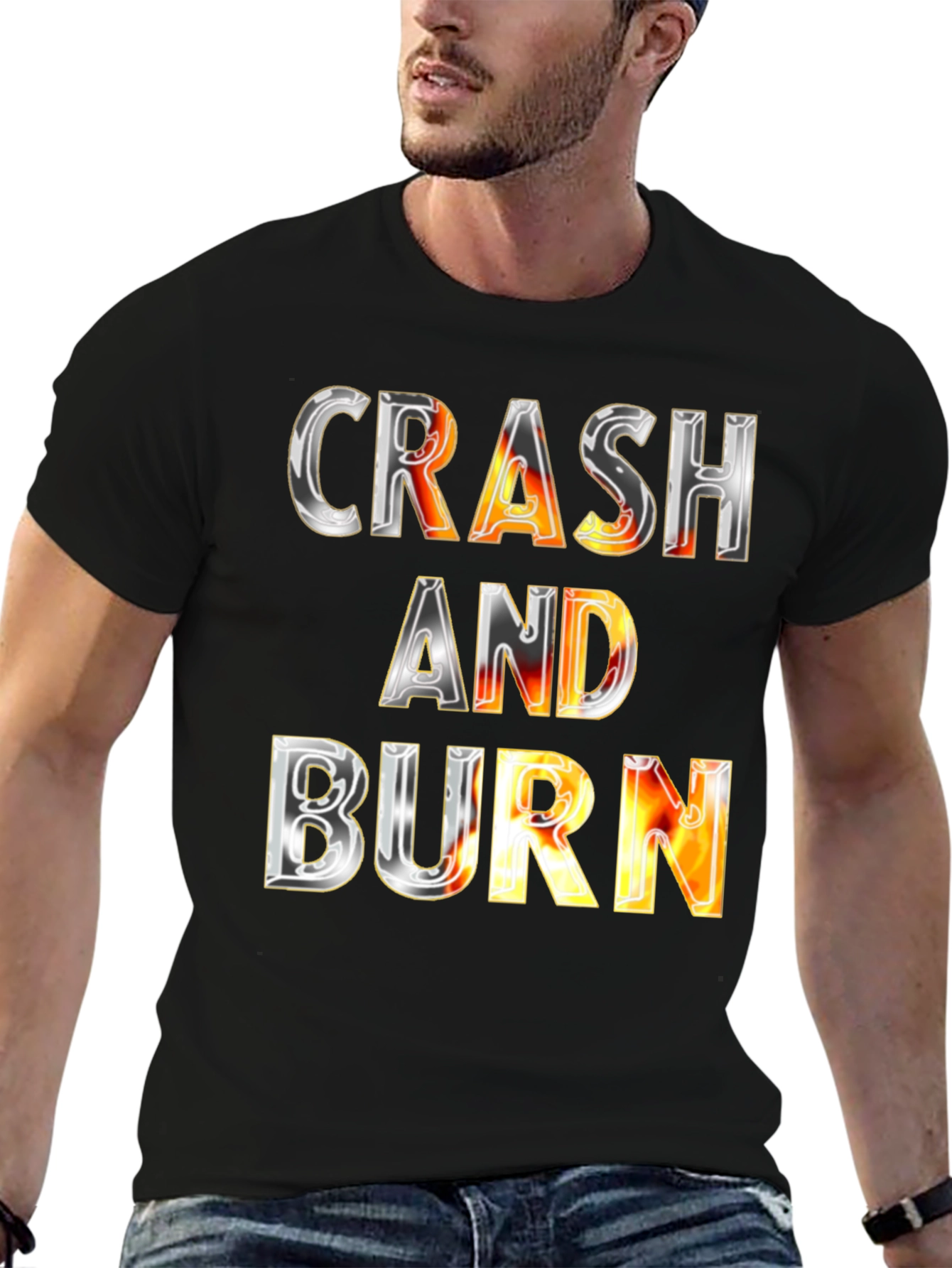 Black Crash and Burn Graphic Tee - Bold Statement T-Shirt view 6