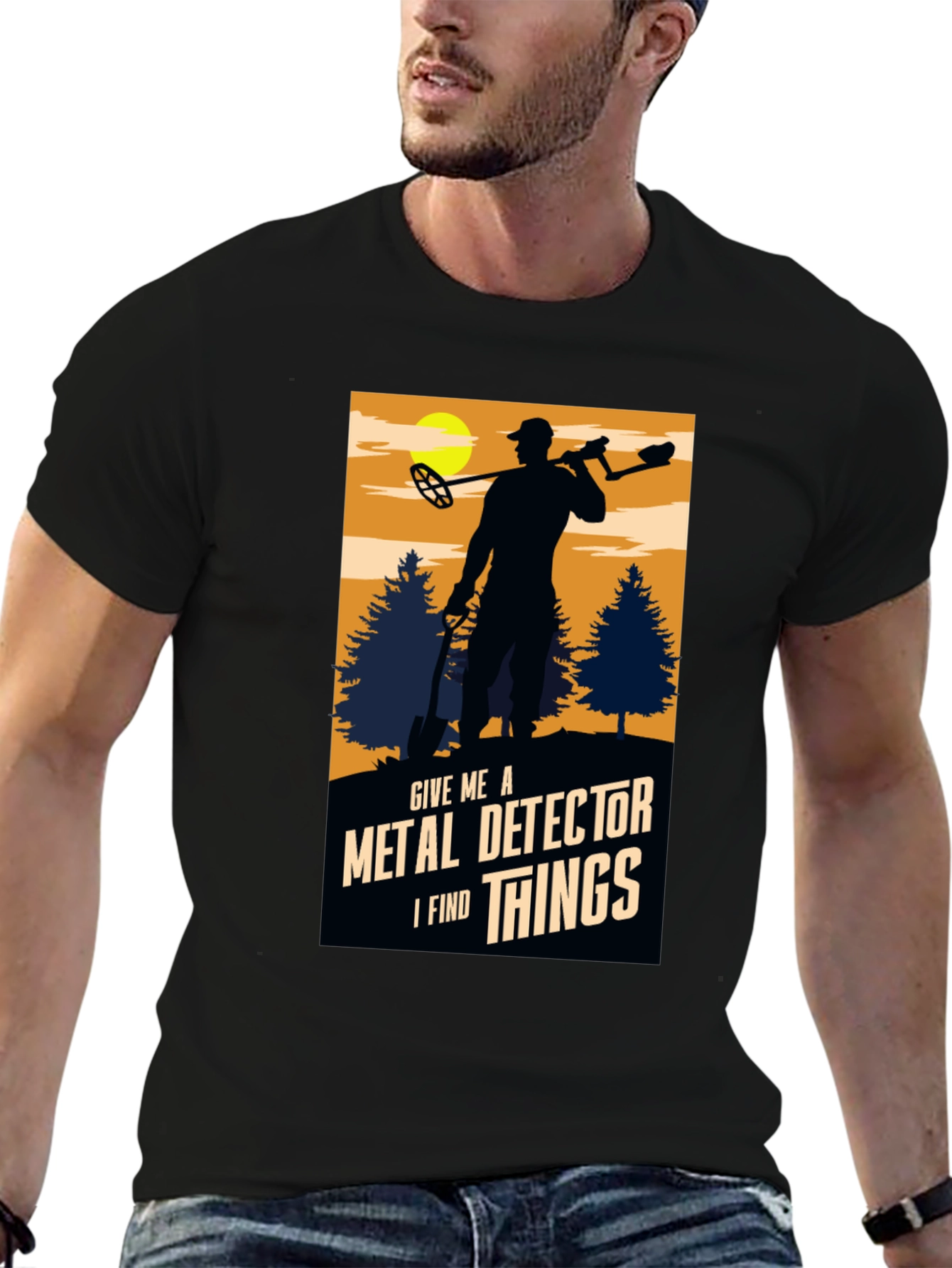 Black Metal Detector Enthusiast T-Shirt view 6