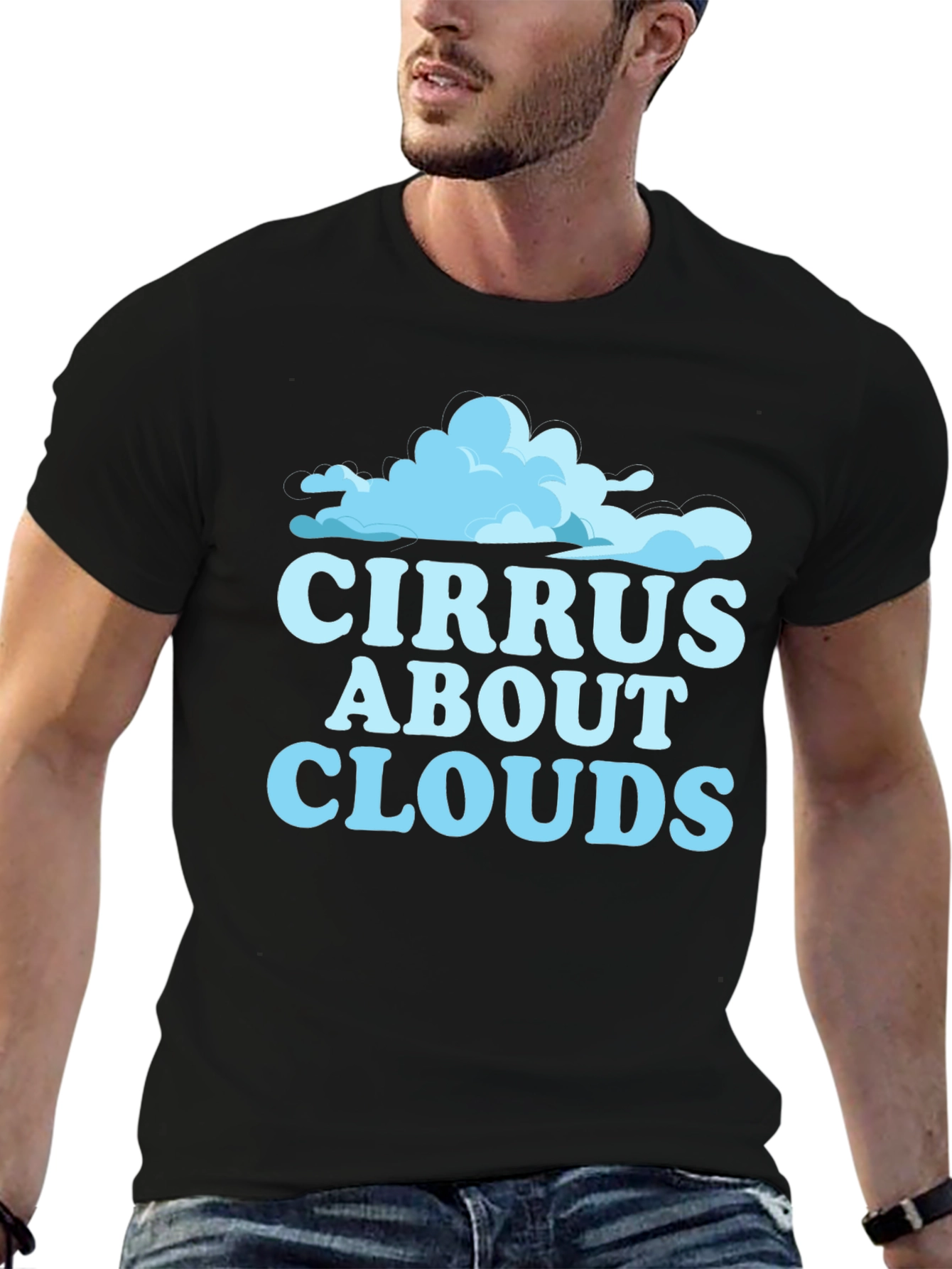 Black Cirrus About Clouds Graphic T-Shirt view 6