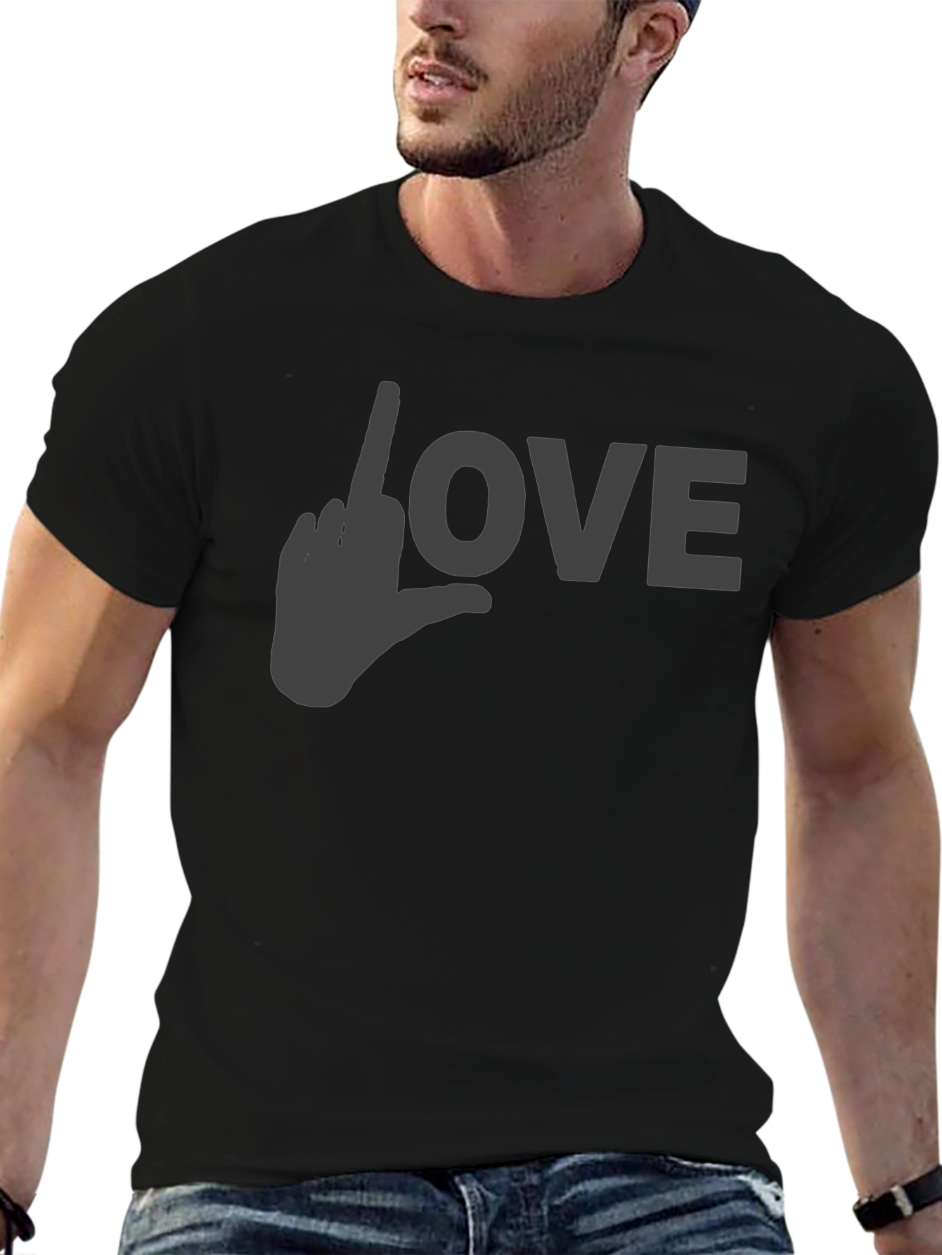 Black Love Gesture Graphic T-Shirt - Black view 6