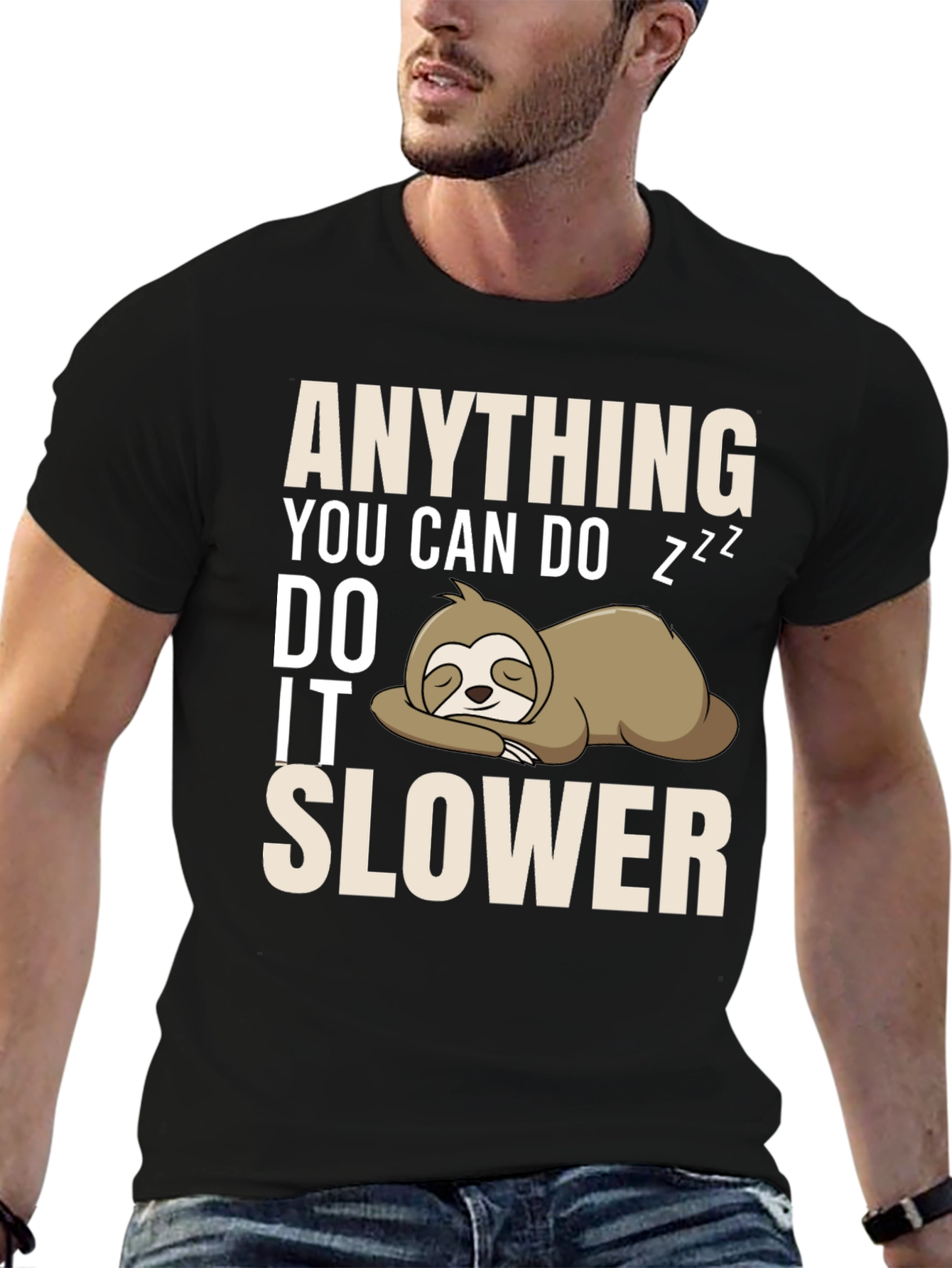 Black Anything You Can Do I Can Do It Slower Sloth T-Shirt view 6