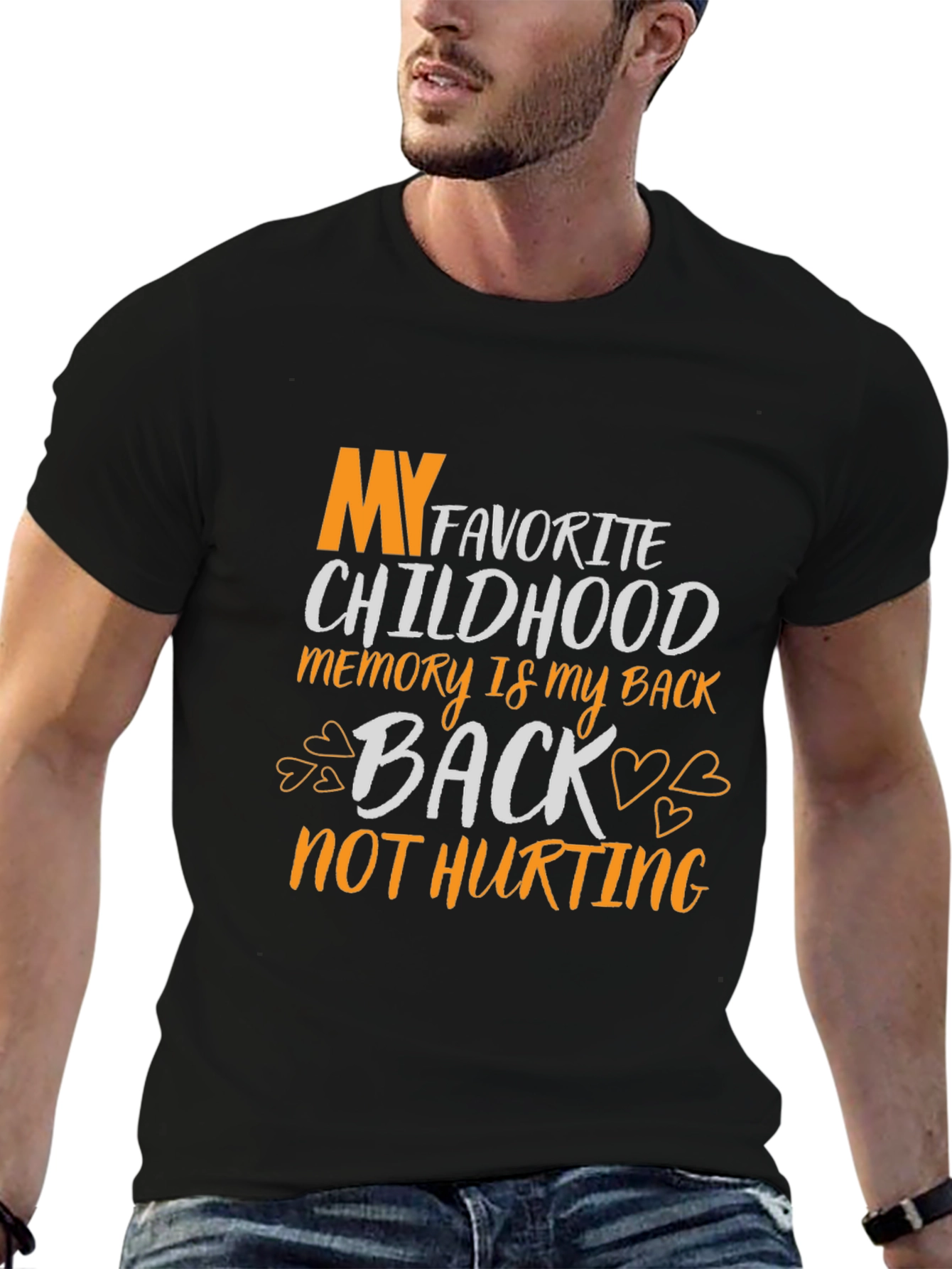 Black My Favorite Childhood Memory Back Not Hurting T-Shirt view 6