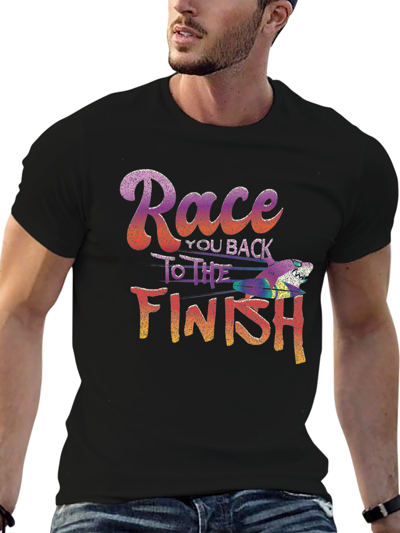 Black Race You Back to the Finish T-Shirt view 6