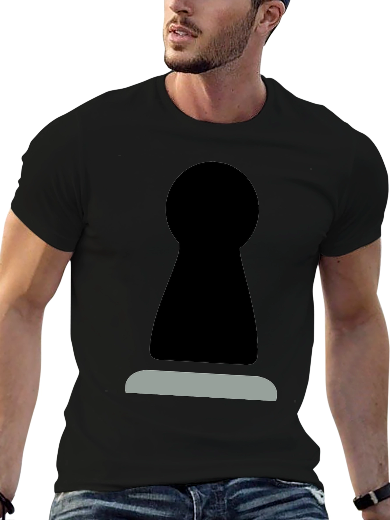 Black Abstract Keyhole Graphic Tee - Modern Style view 6