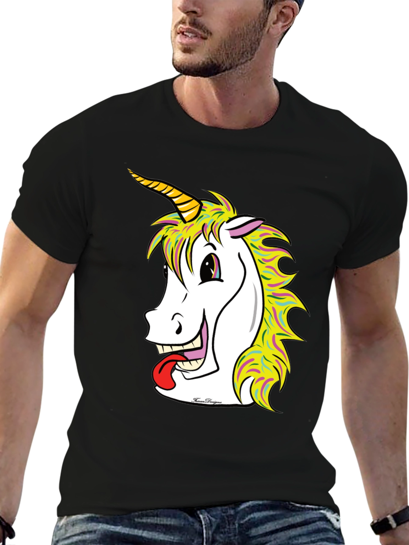 Black Unicorn Graphic Tee - Men's Black T-Shirt view 6