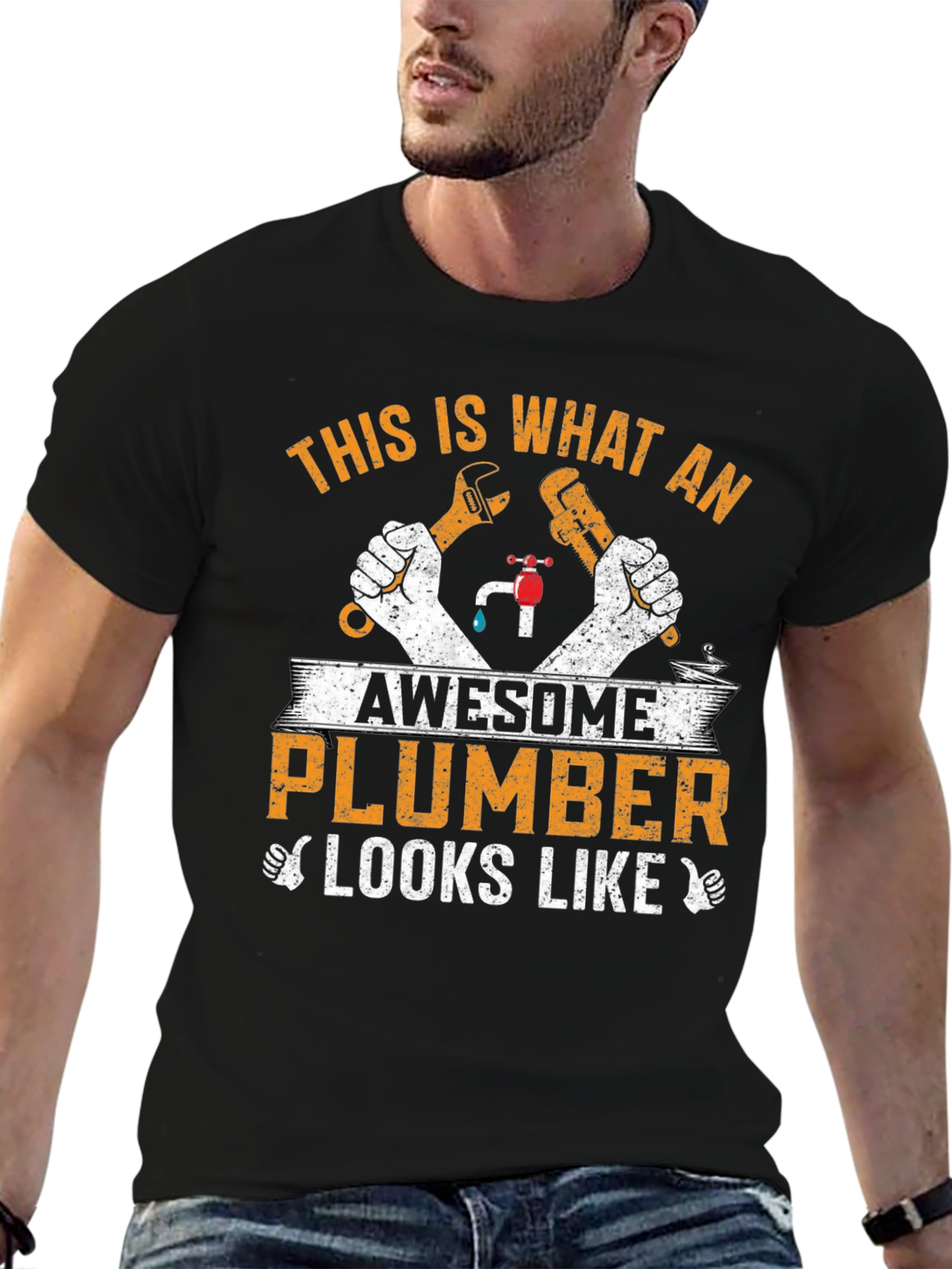 Black Awesome Plumber Graphic Tee view 6