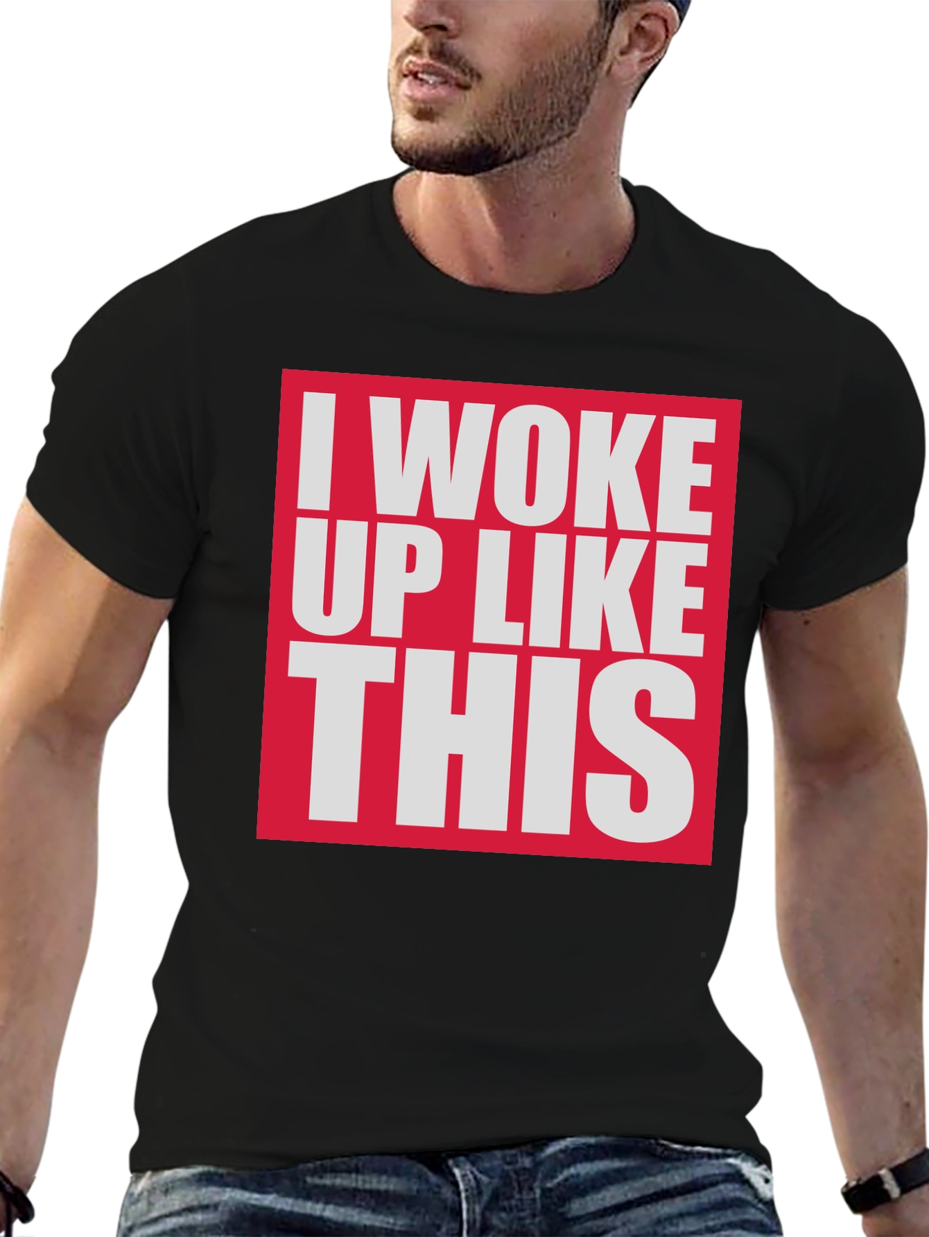 Black I Woke Up Like This Graphic Tee - Black Cotton T-Shirt view 6