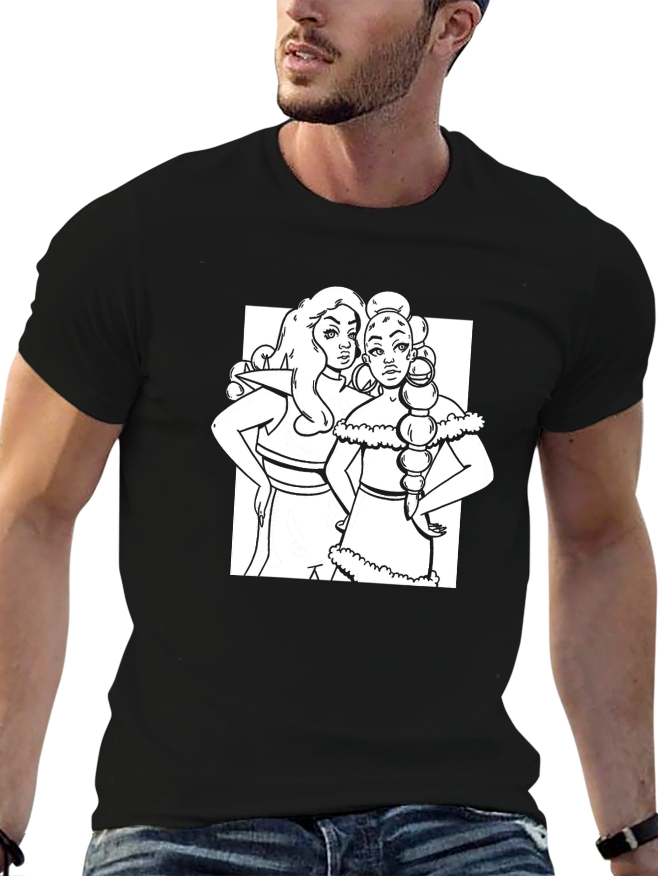 Black Stylish Black T-Shirt with Unique Women Graphic view 6