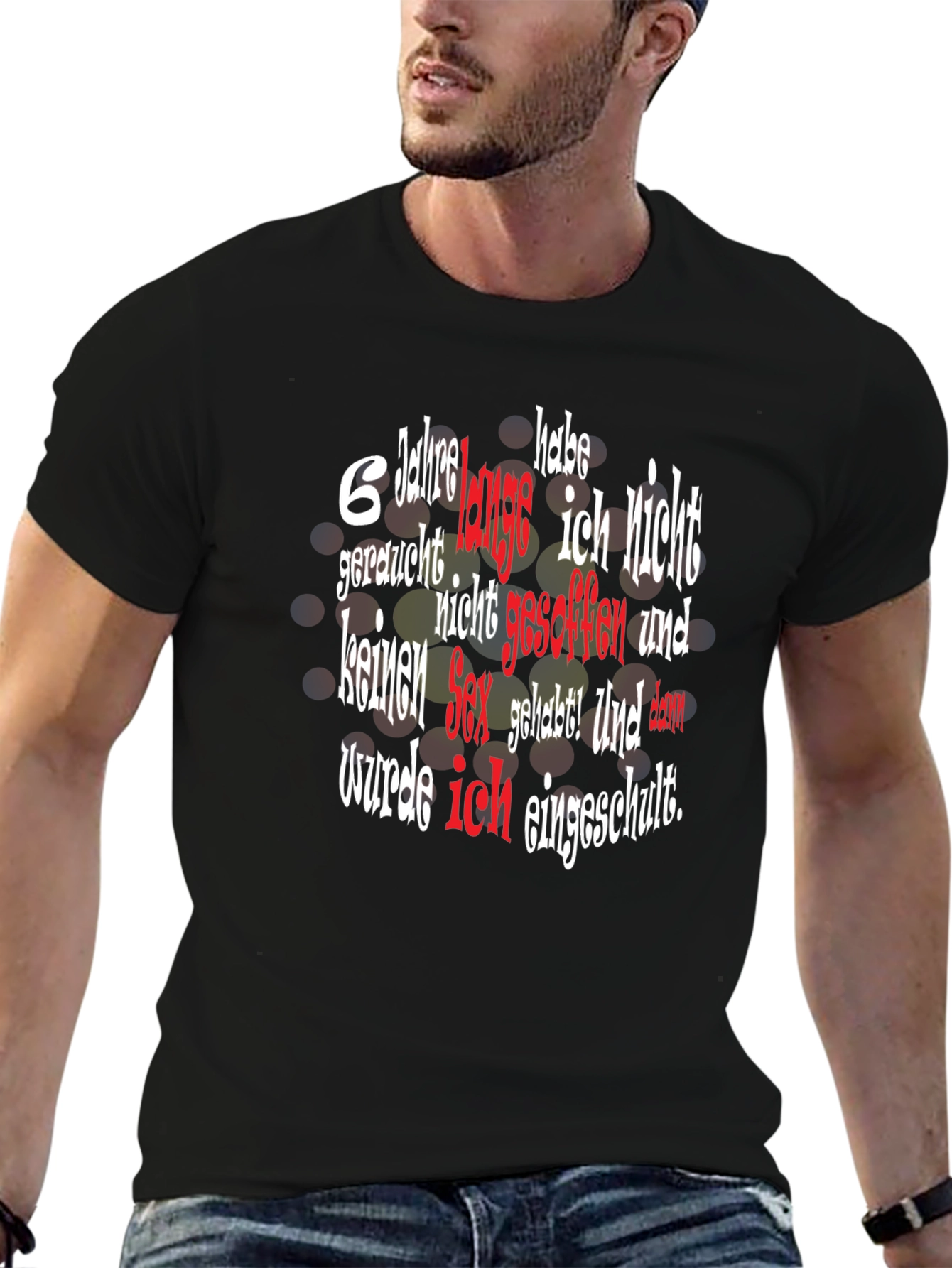 Black Funny German Text T-Shirt - '6 Jahre' view 6