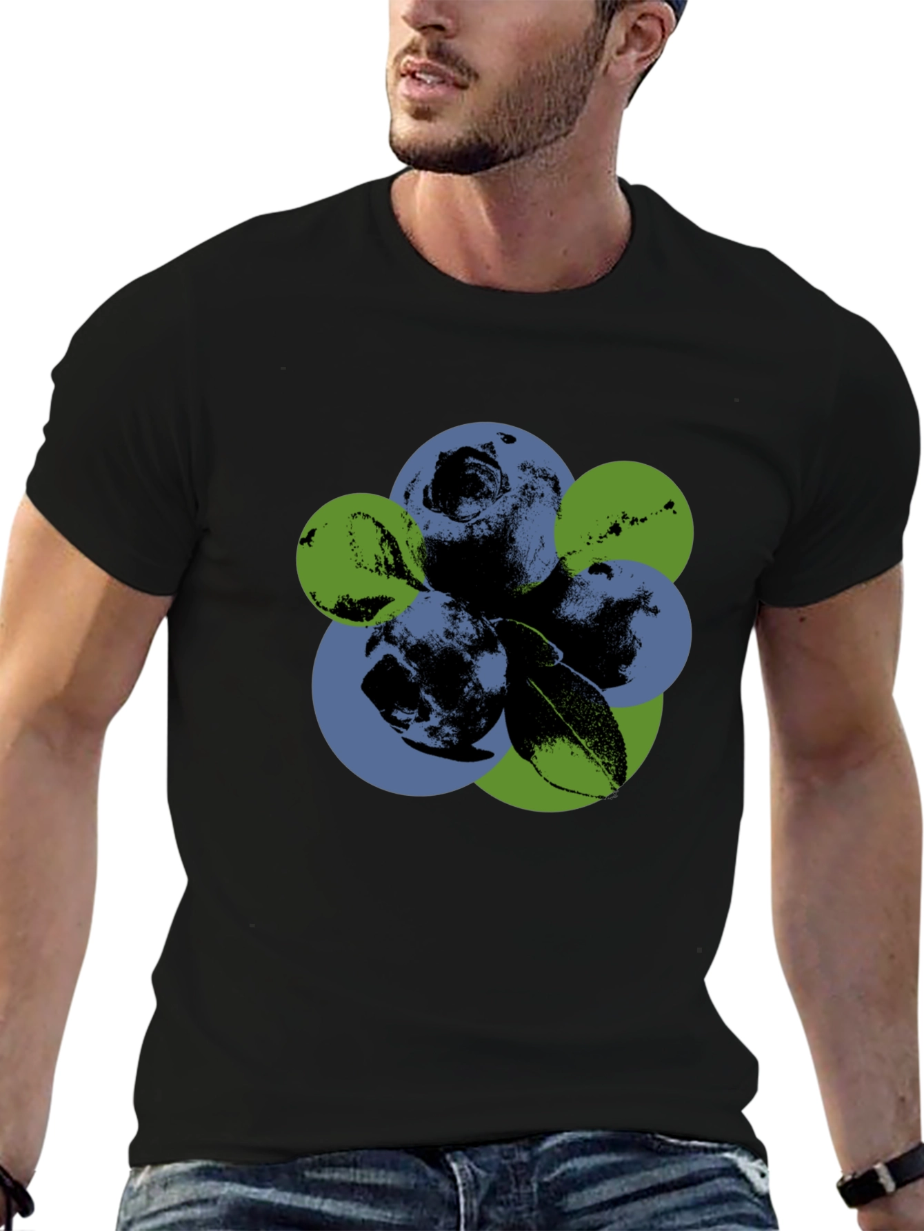 Black Abstract Blueberry Graphic T-Shirt view 6