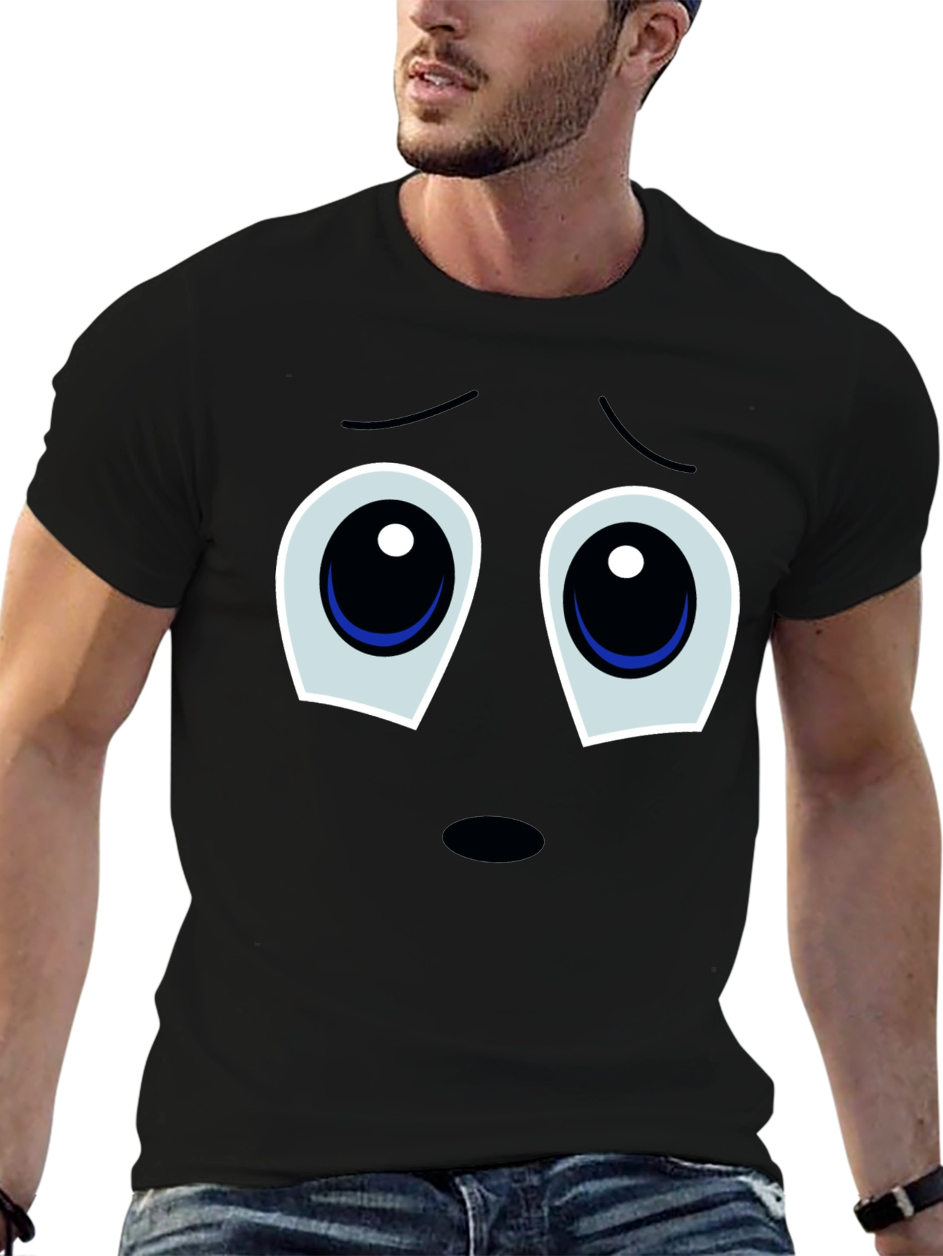 Black Sad Eyes T-Shirt - Black Graphic Tee view 6