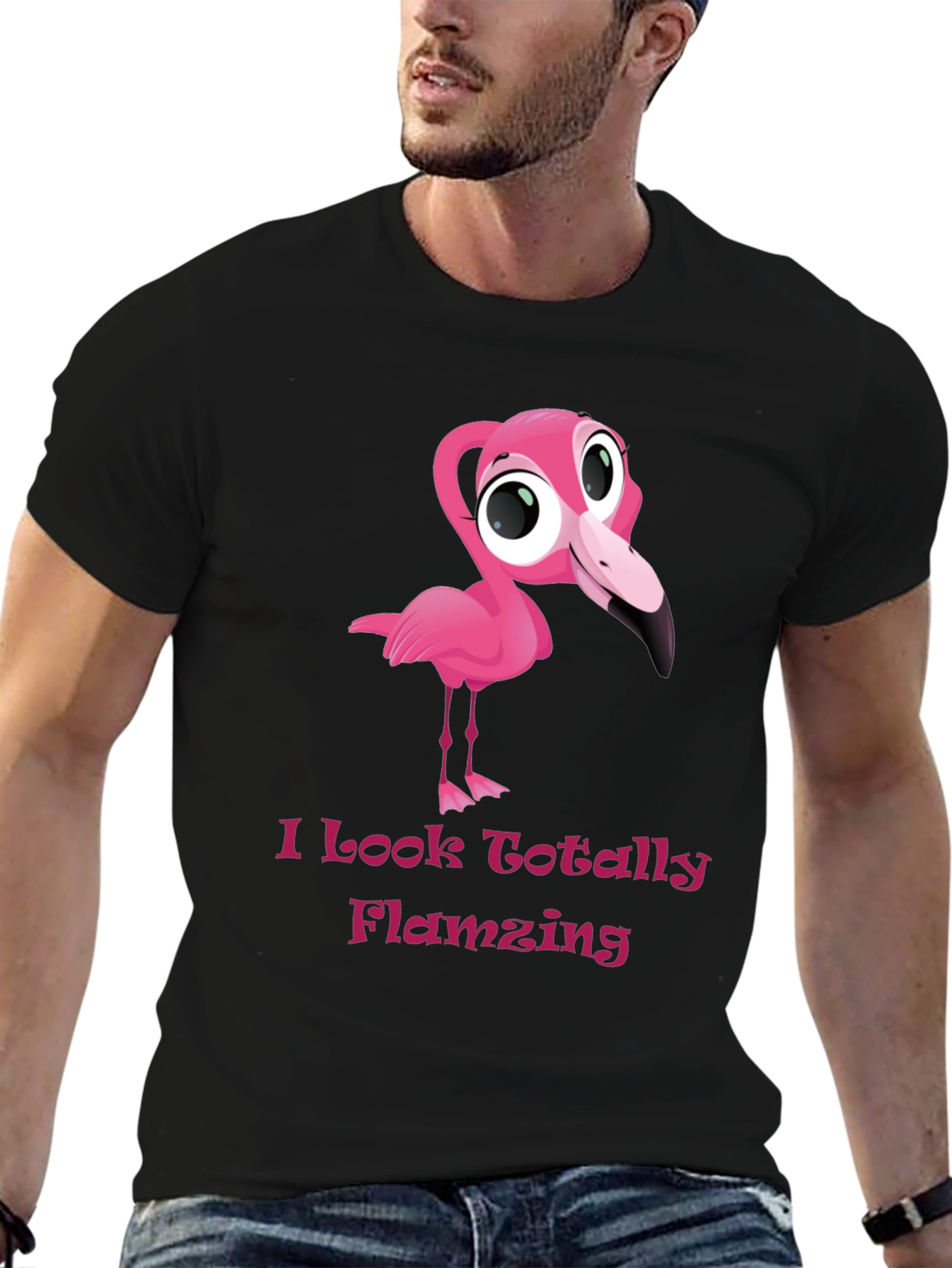 Black Flamingo Graphic Tee - Totally Flamazing T-Shirt view 6