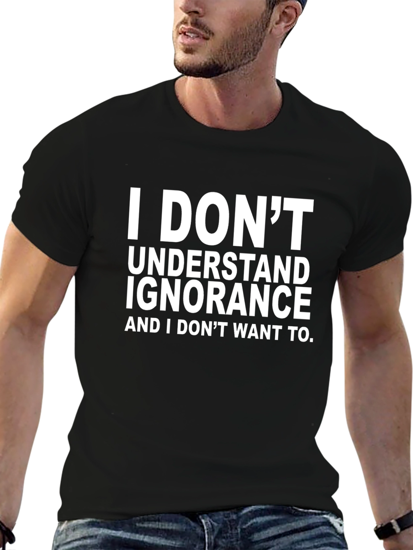 Black I Don't Understand Ignorance Graphic T-Shirt view 6