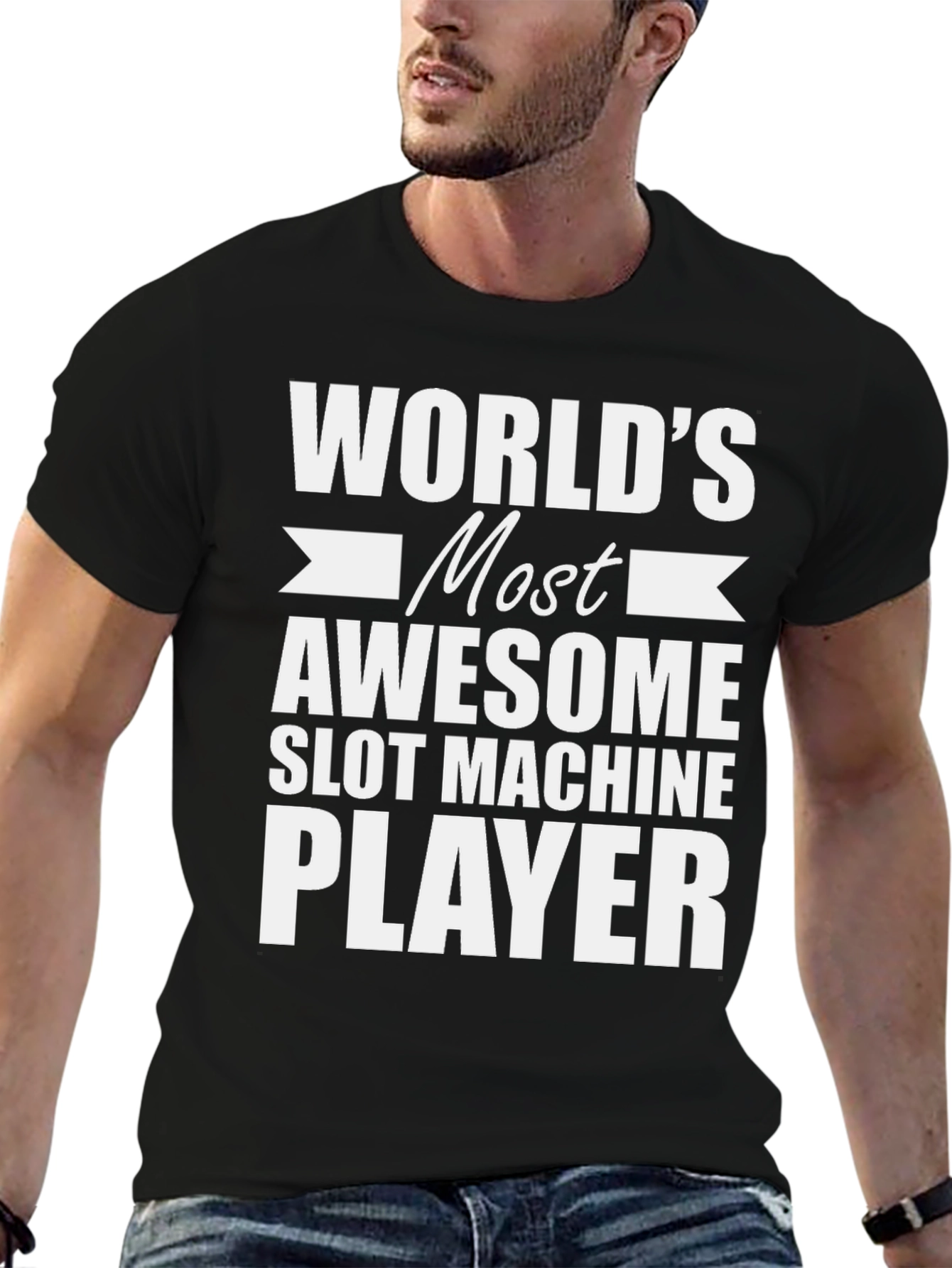 Black World's Most Awesome Slot Machine Player T-Shirt view 6