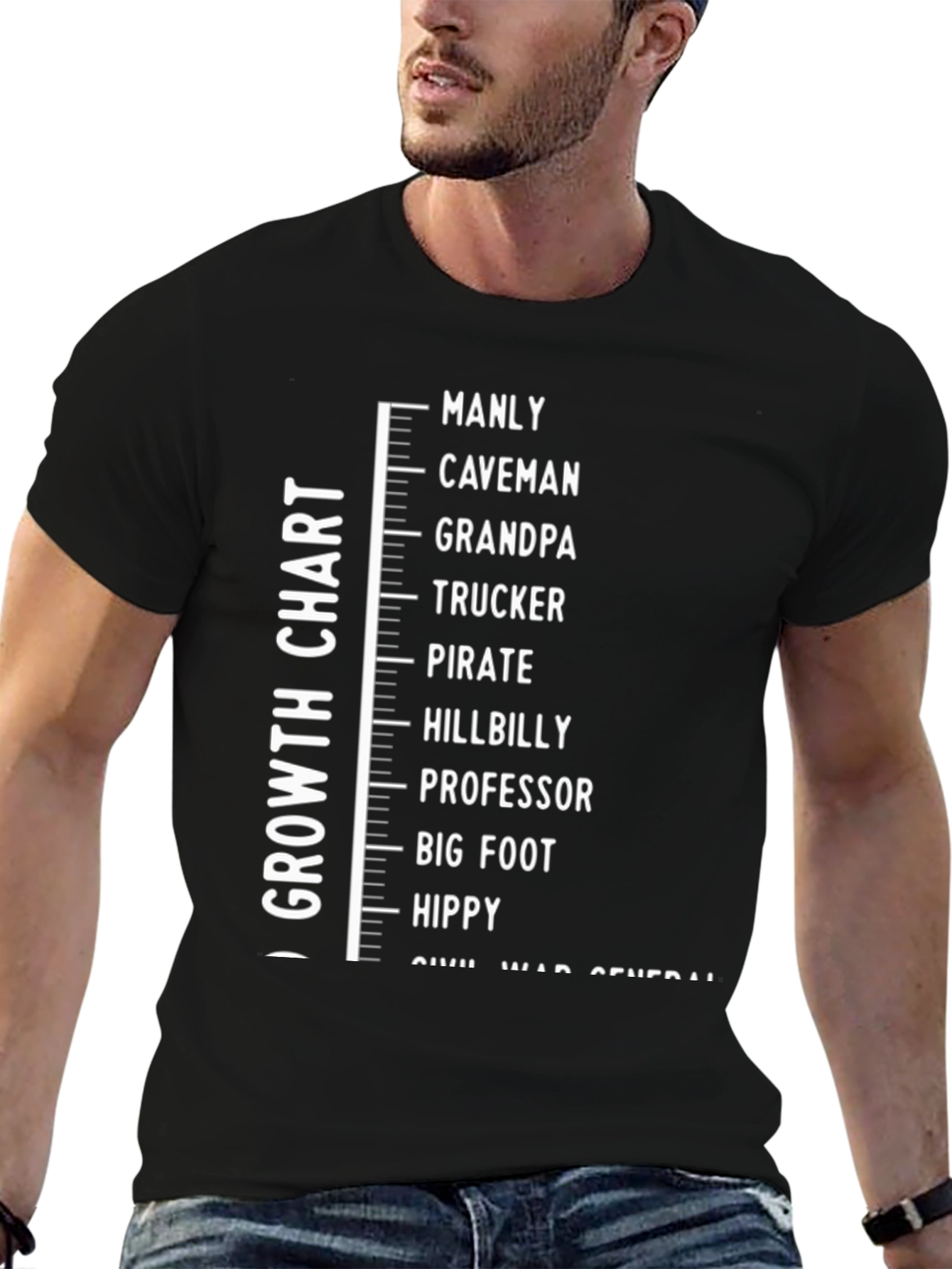 Black Men's Growth Chart T-Shirt Funny Adult Humor view 6