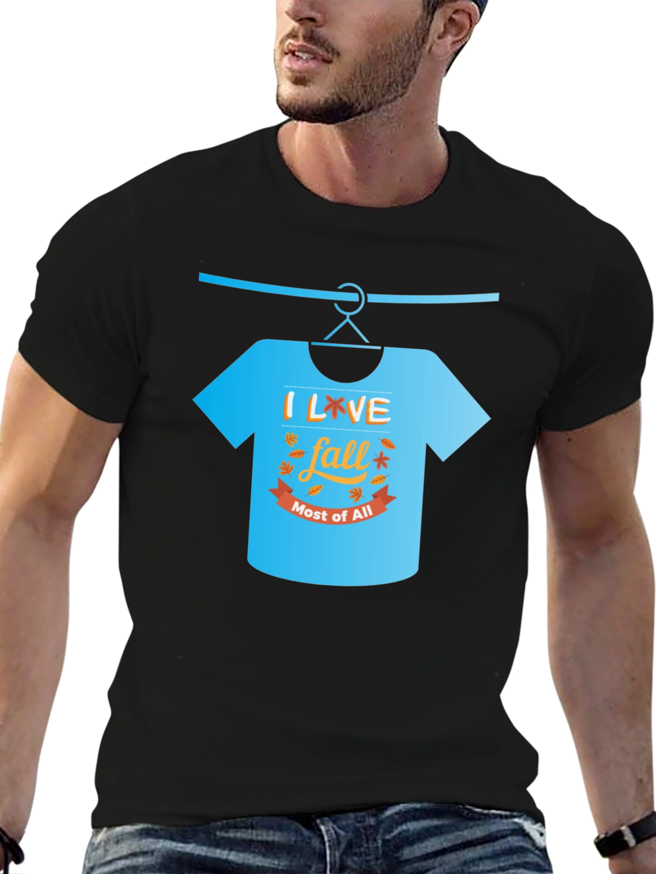 Black I Love Fall T-Shirt view 6