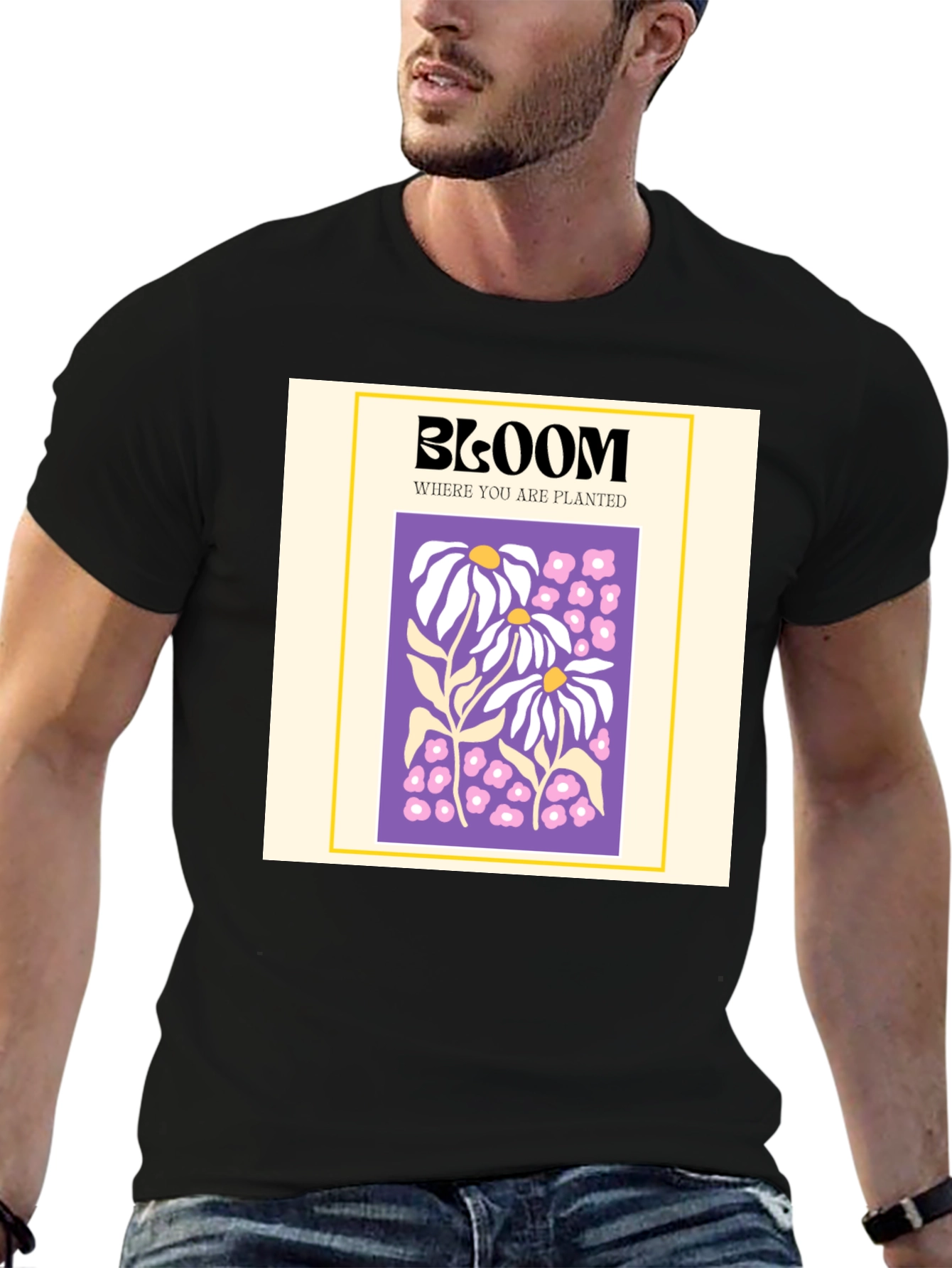 Black Bloom Where You Are Planted Graphic Tee view 6