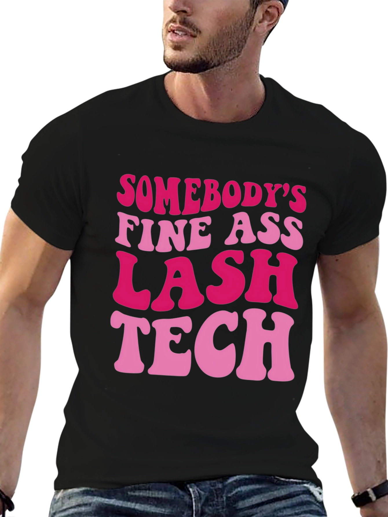Black Funny Lash Tech T-Shirt - Somebody's Fine Ass Lash Tech view 6