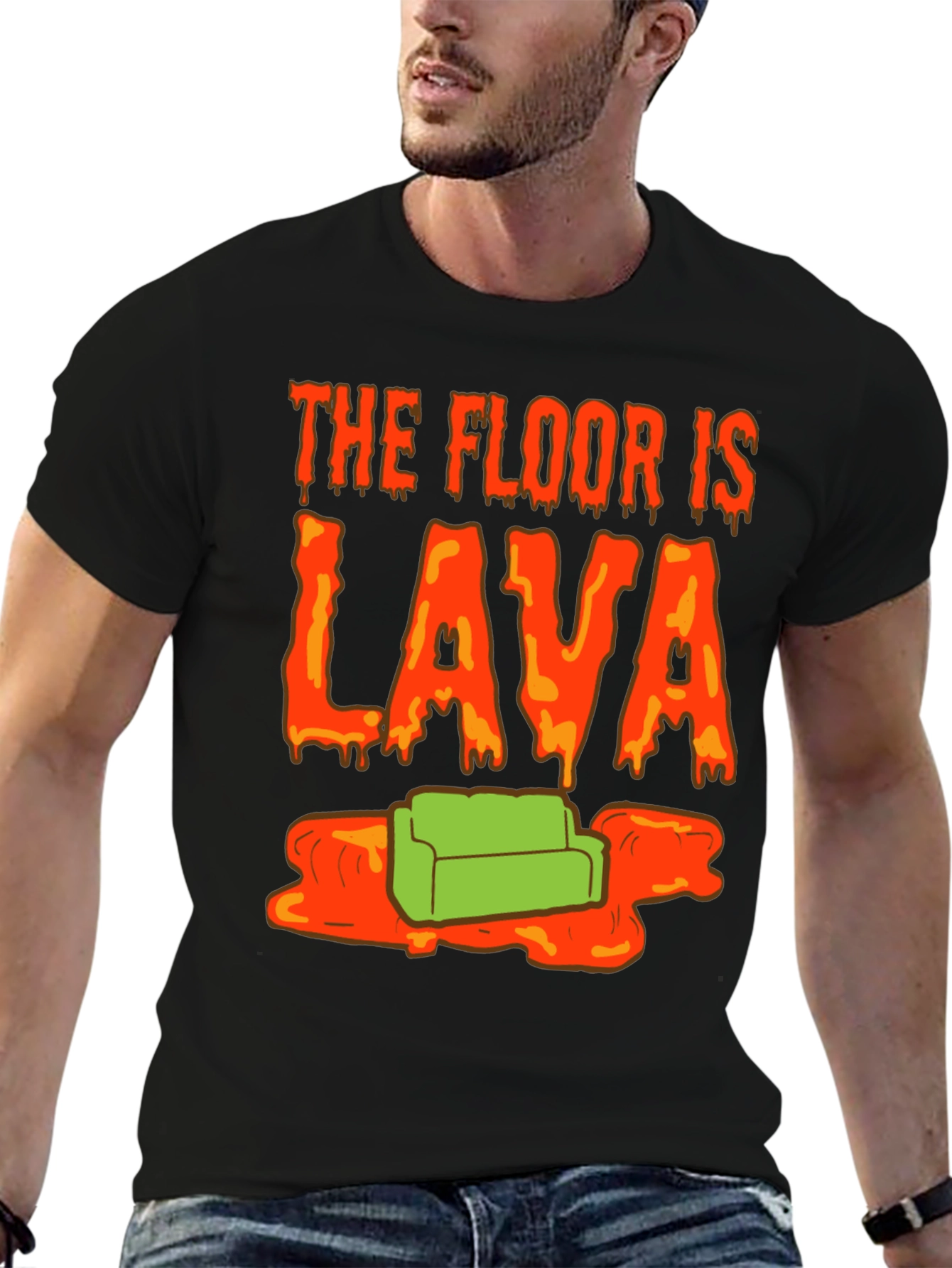 Black The Floor is Lava T-Shirt - Novelty Graphic Tee view 6