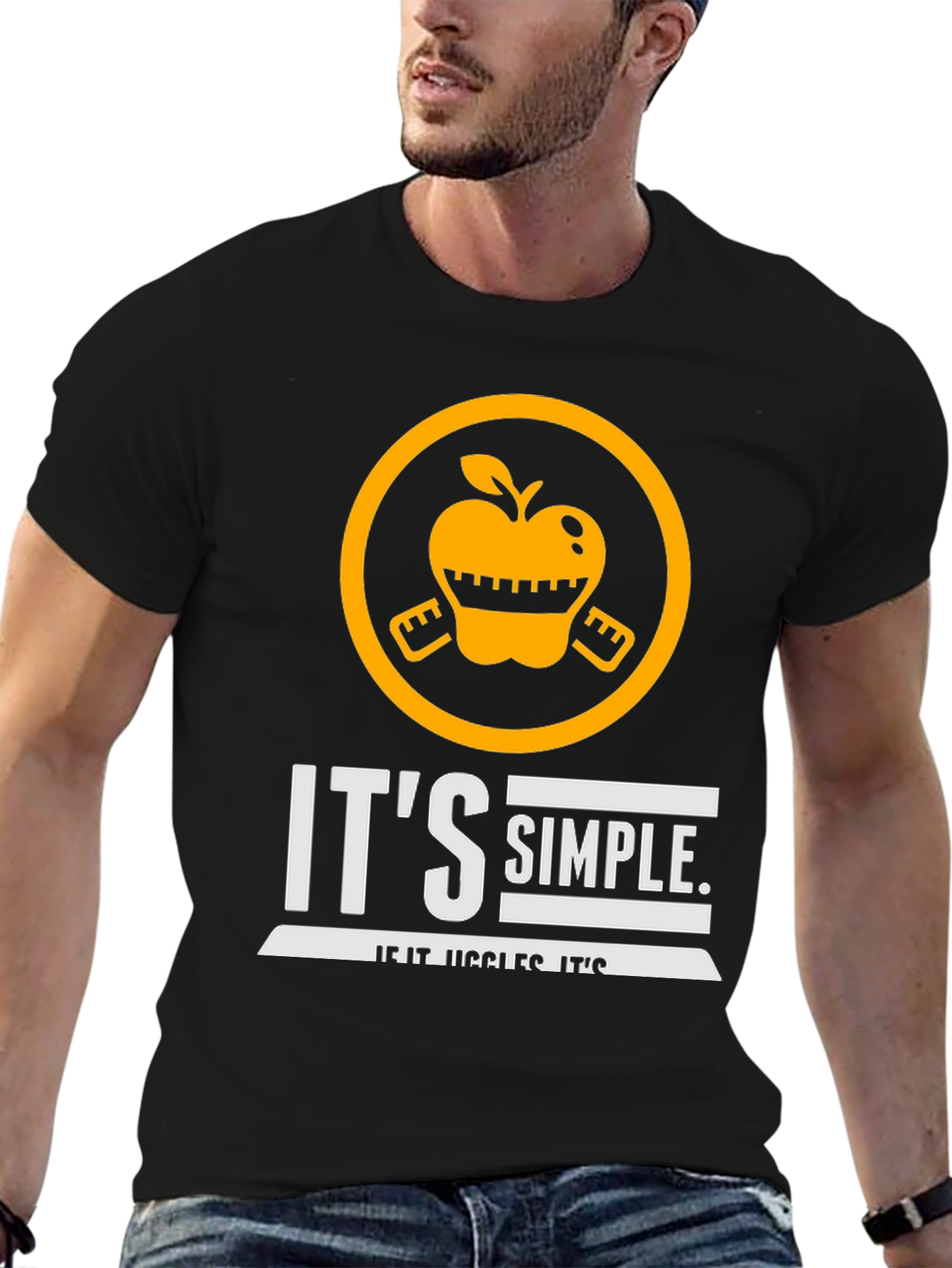 Black It's Simple If It Jiggles It's Fat Funny T-Shirt view 6