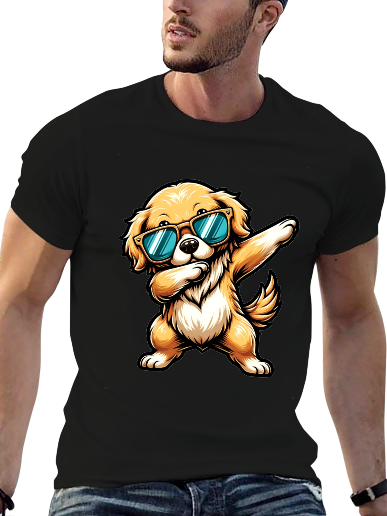 Black Cool Dog Dab Graphic Tee view 6