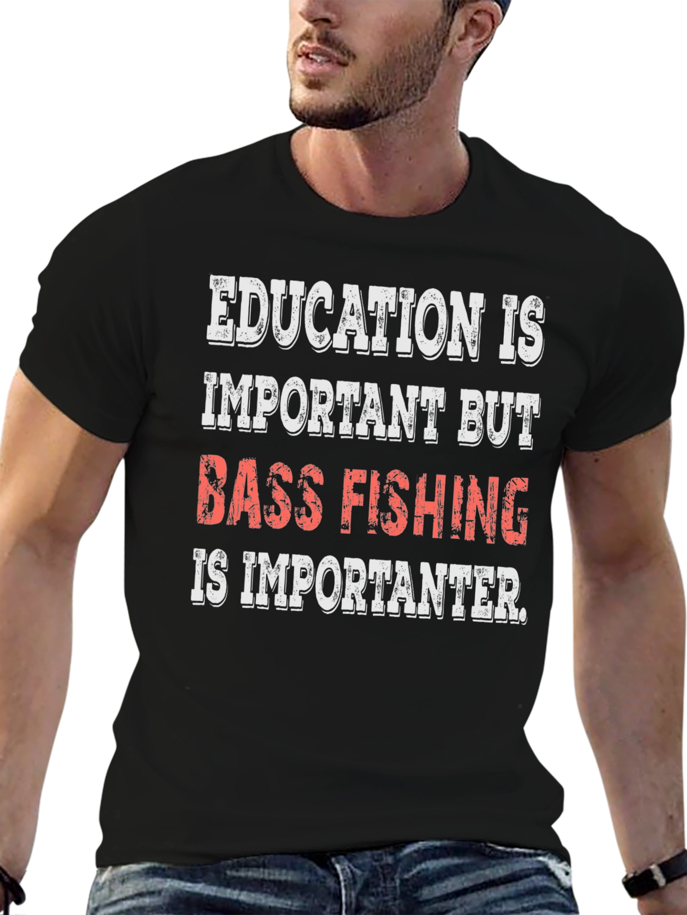 Black Bass Fishing Is Importanter Black T-Shirt view 6