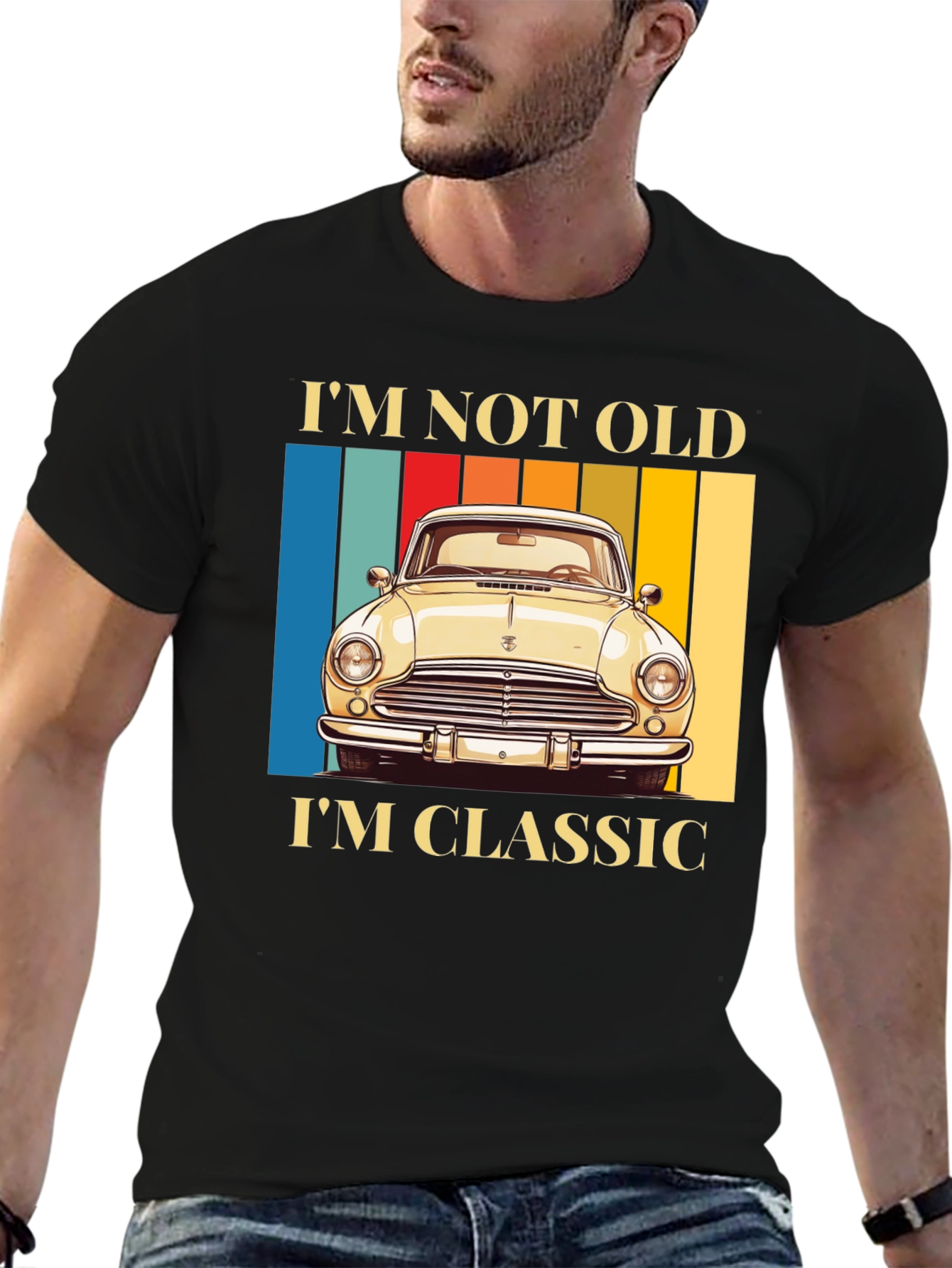 Black Classic Car T-Shirt - I'm Not Old, I'm Classic view 6