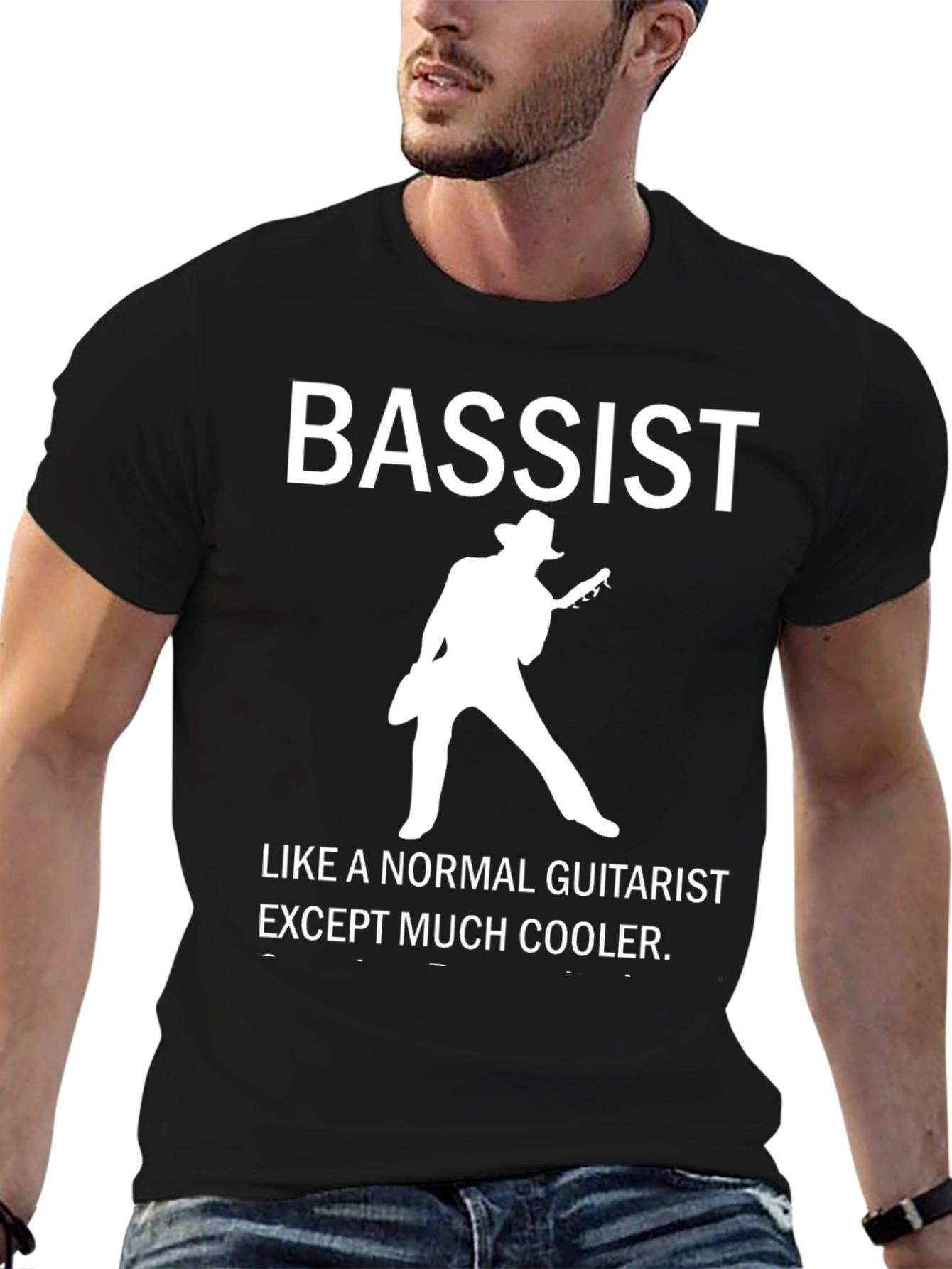 Black Cool Bassist Graphic T-Shirt - Musician Humor Tee view 6