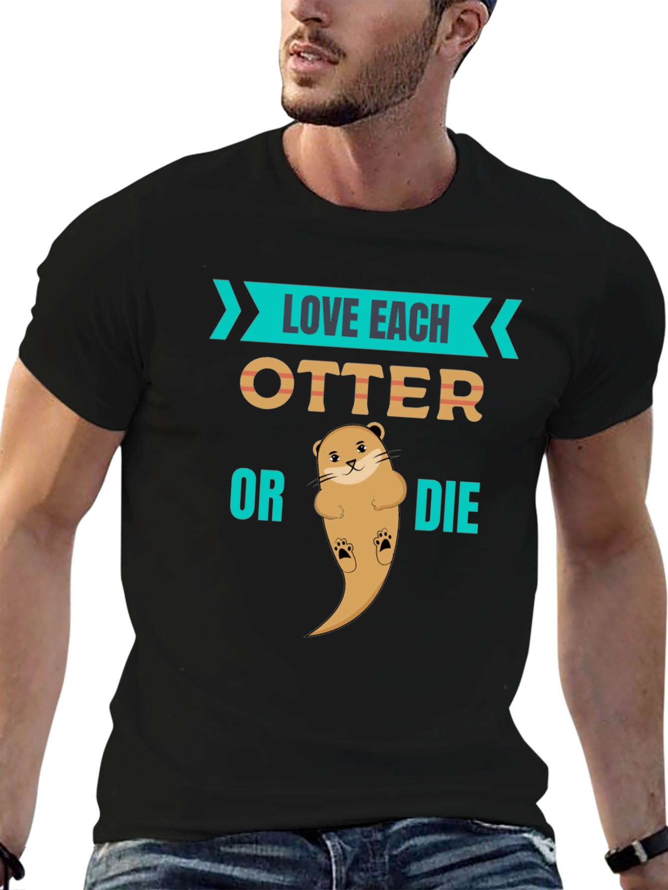 Black Love Each Otter Black Graphic Tee view 6