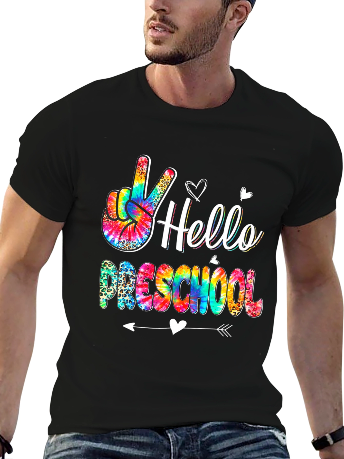 Black Hello Preschool Tie Dye Graphic Tee view 6