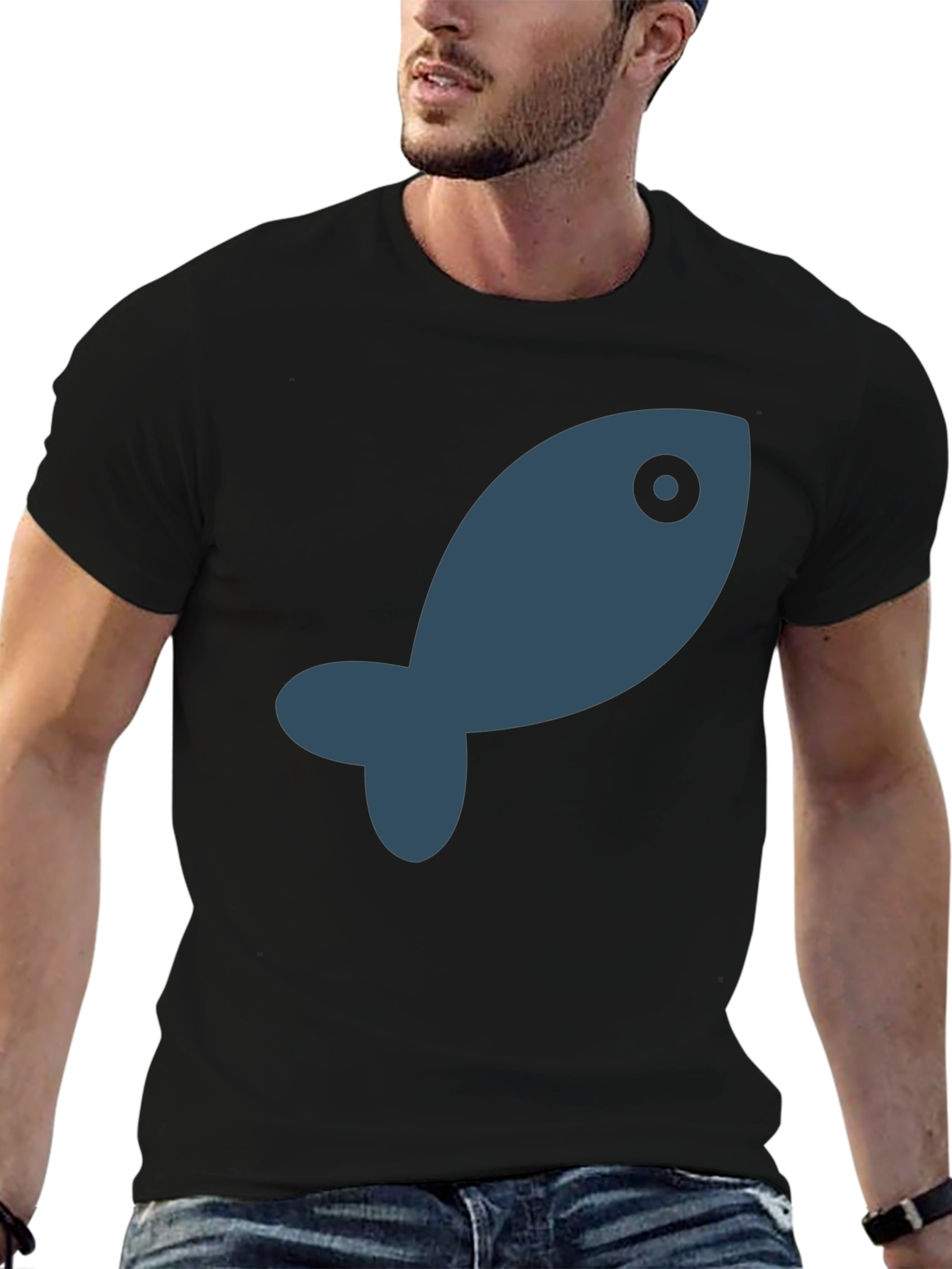 Cool Fish Graphic Black T-Shirt - 6