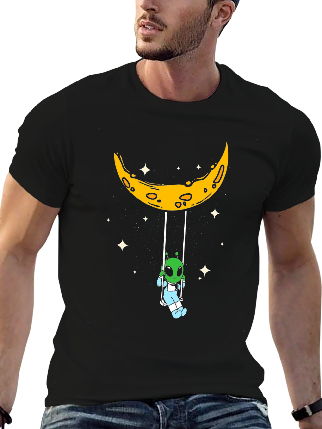 Black Alien Moon Swing Graphic Tee view 6