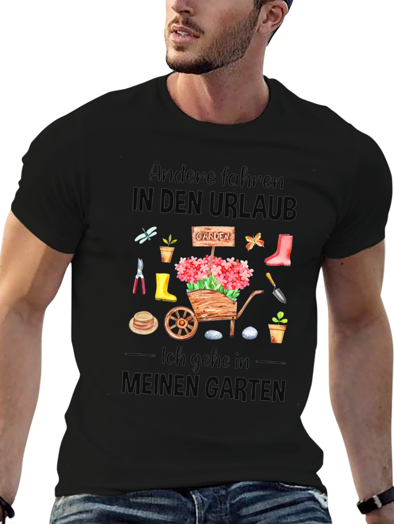 Black Gardening T-Shirt - Others Go on Vacation view 6