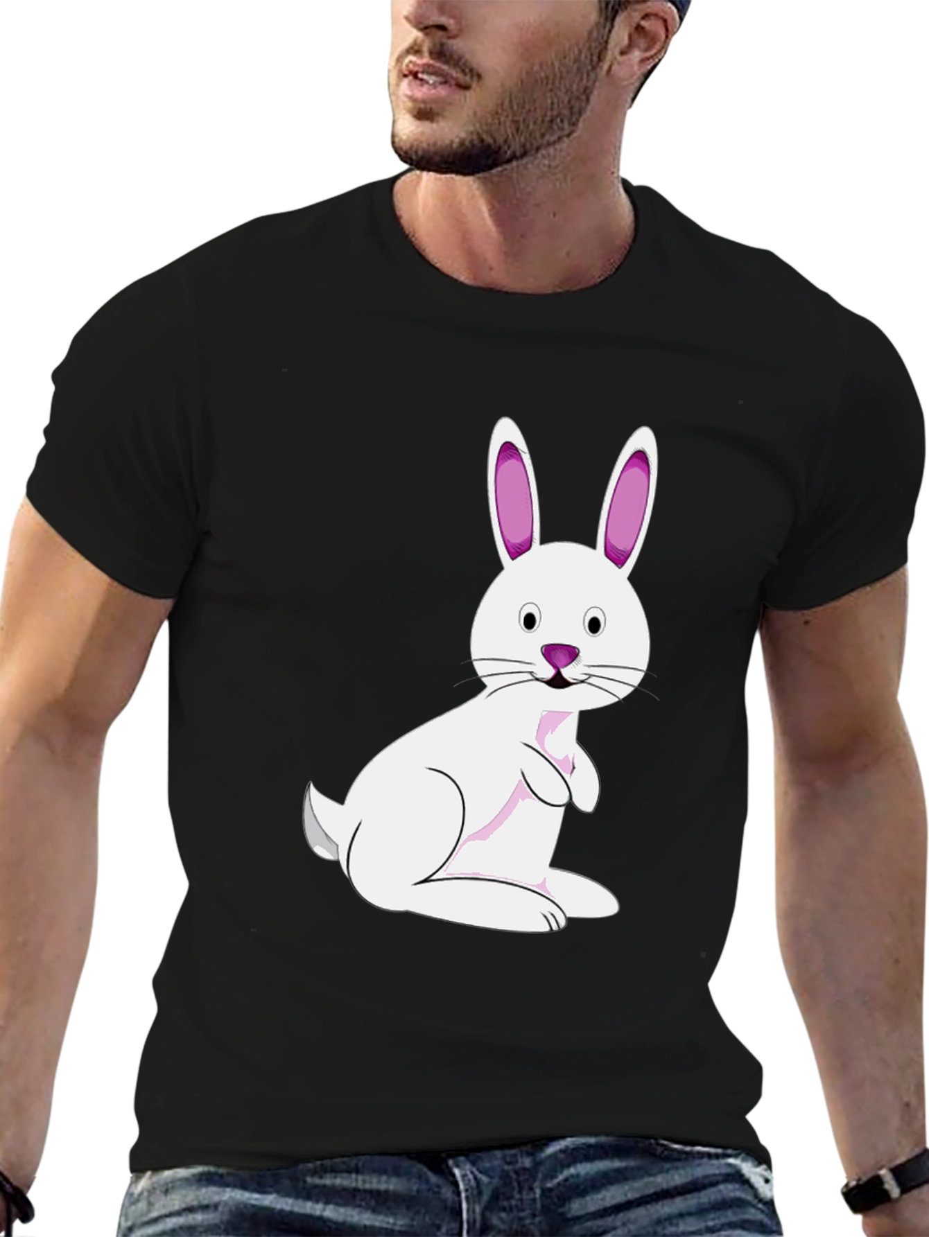 Easter Bunny Graphic Tee - Black Cotton Blend - 6