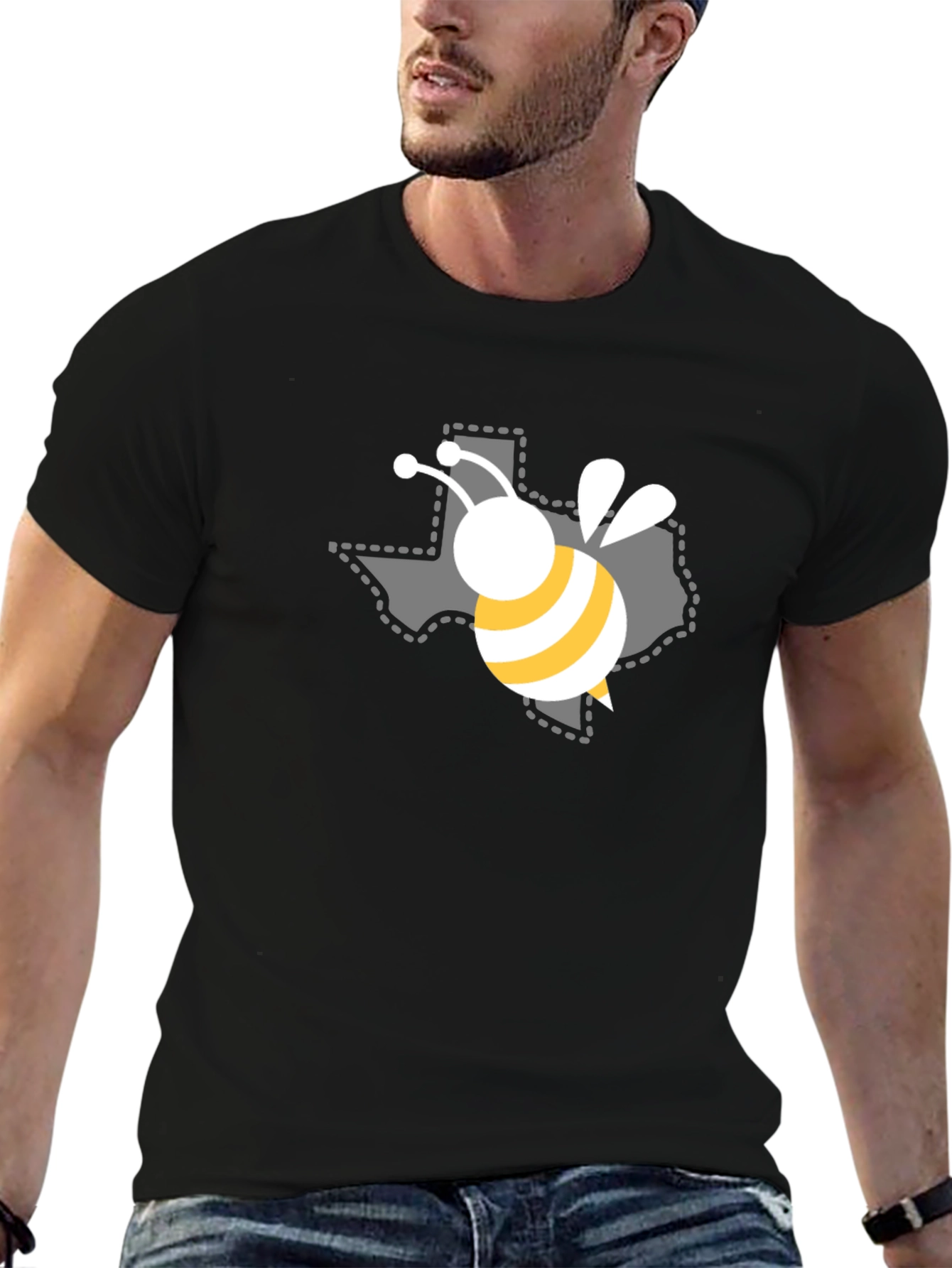 Black Texas Bee Graphic Black T-Shirt view 6