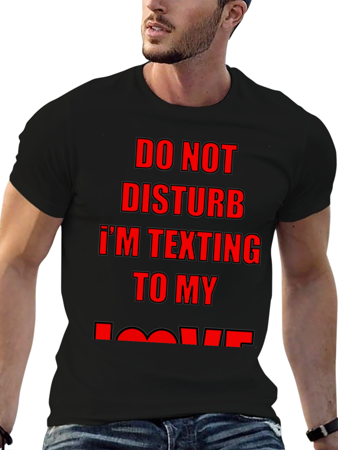 Black Do Not Disturb Texting T-Shirt view 6